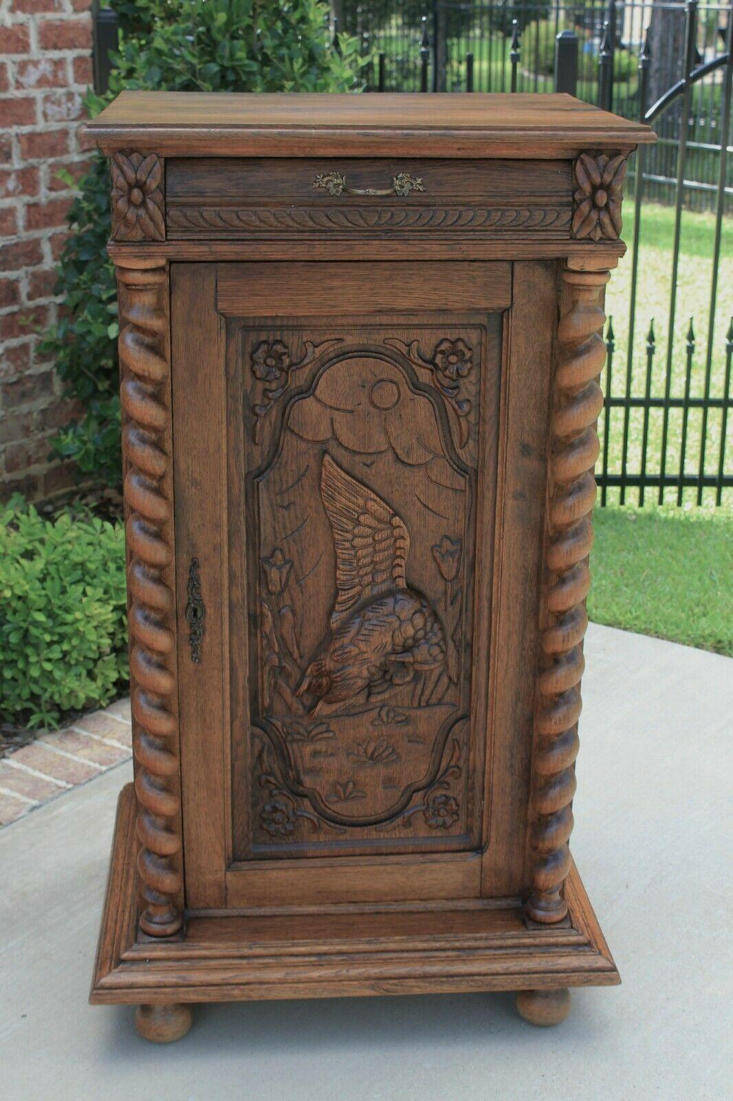 Antique French Oak Barley Twist Black Forest Bar Wine Liquor Cabinet Cupboard 3