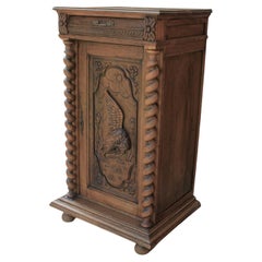 Antique French Oak Barley Twist Black Forest Bar Wine Liquor Cabinet Cupboard