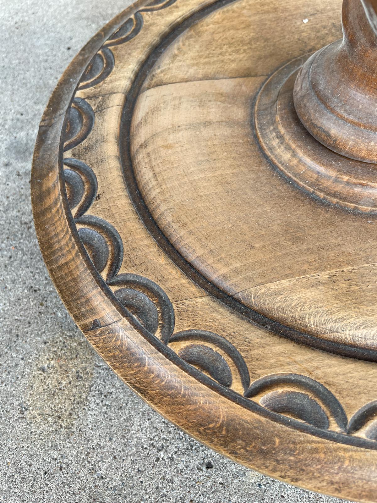 Antique French Oak Barley Twist Side Table with Decorative Carvings 5