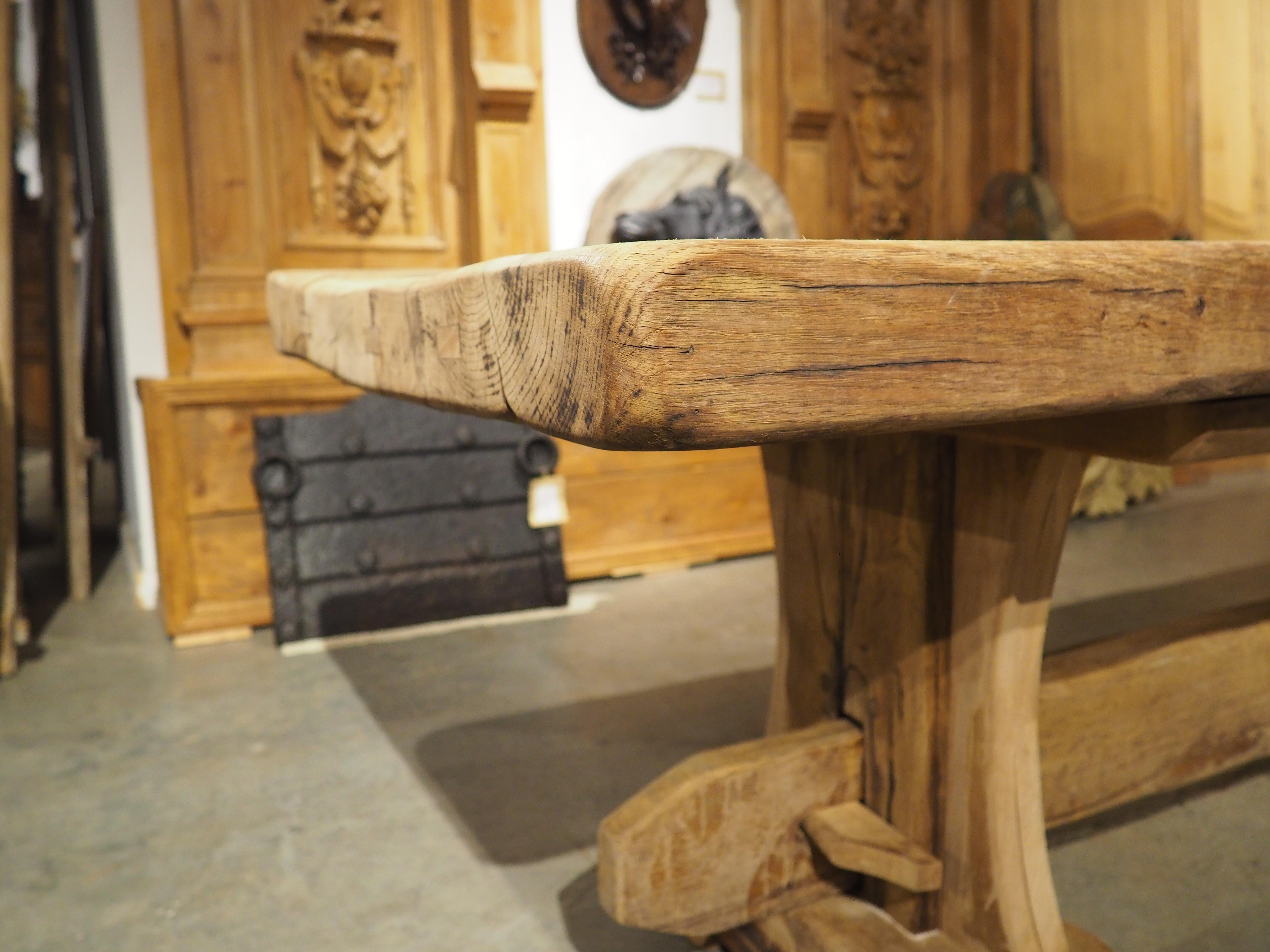 Antique French Oak Beam Dining Table, 9.5 Feet Long, 3.5 inch Thick, Circa 1860 4