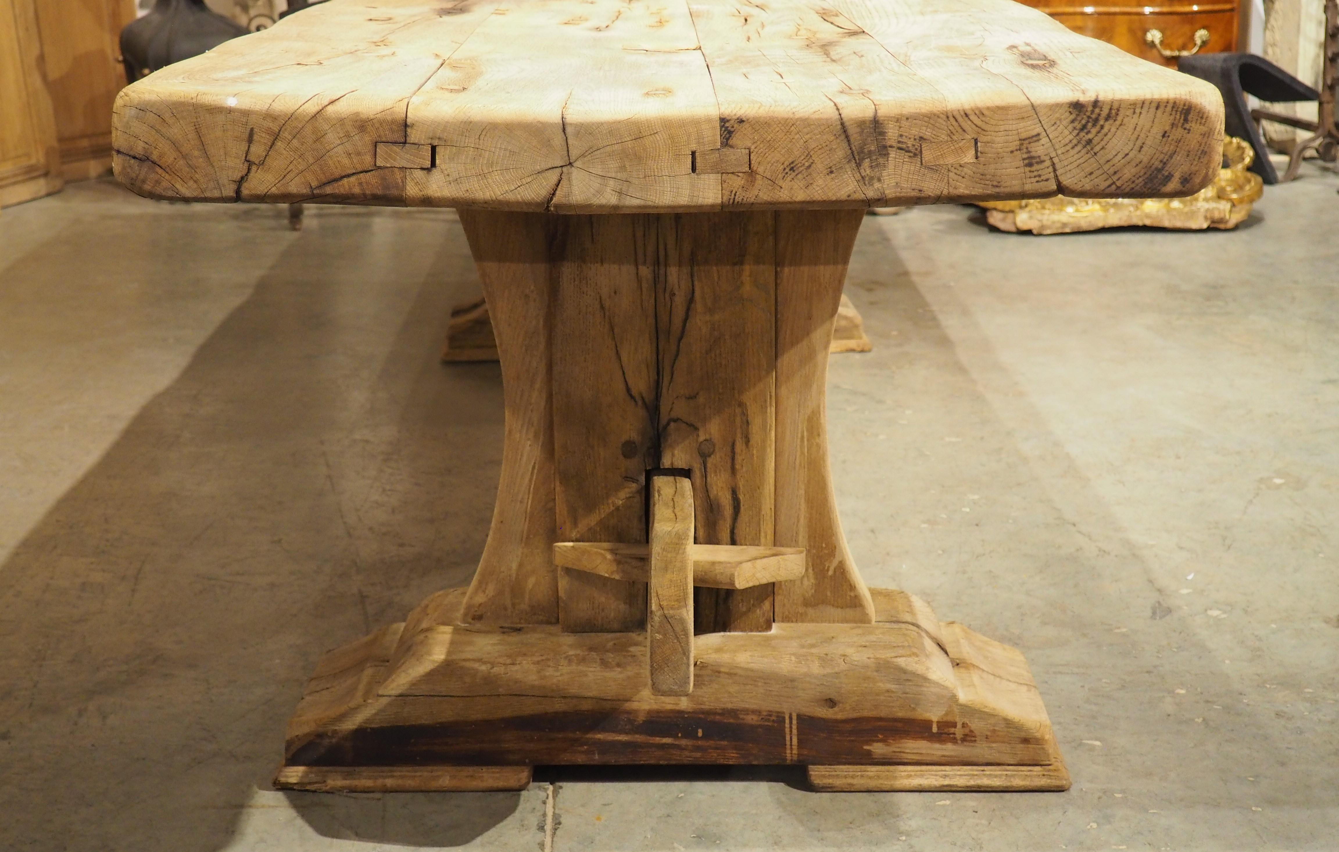 Antique French Oak Beam Dining Table, 9.5 Feet Long, 3.5 inch Thick, Circa 1860 5