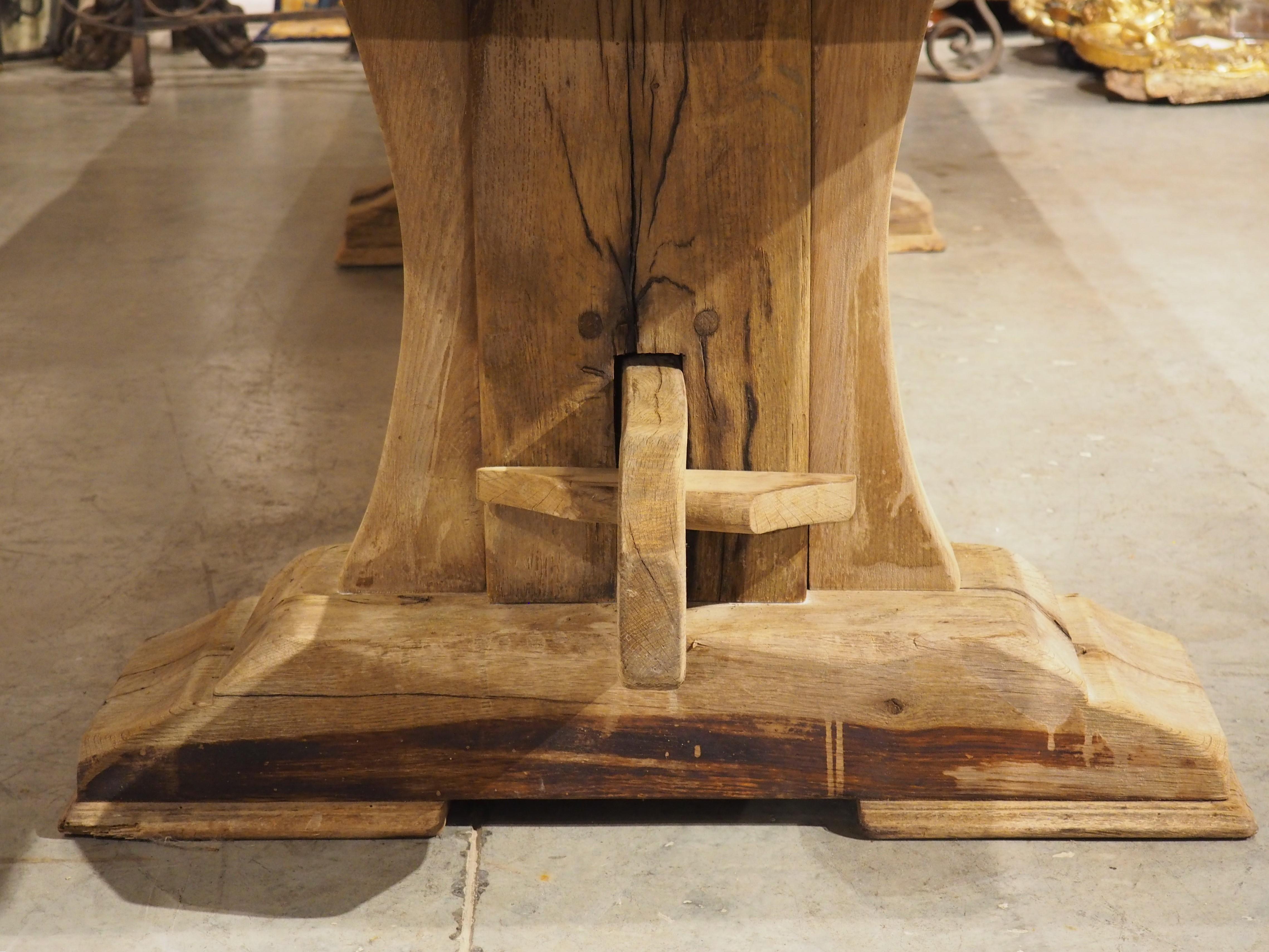 Antique French Oak Beam Dining Table, 9.5 Feet Long, 3.5 inch Thick, Circa 1860 6