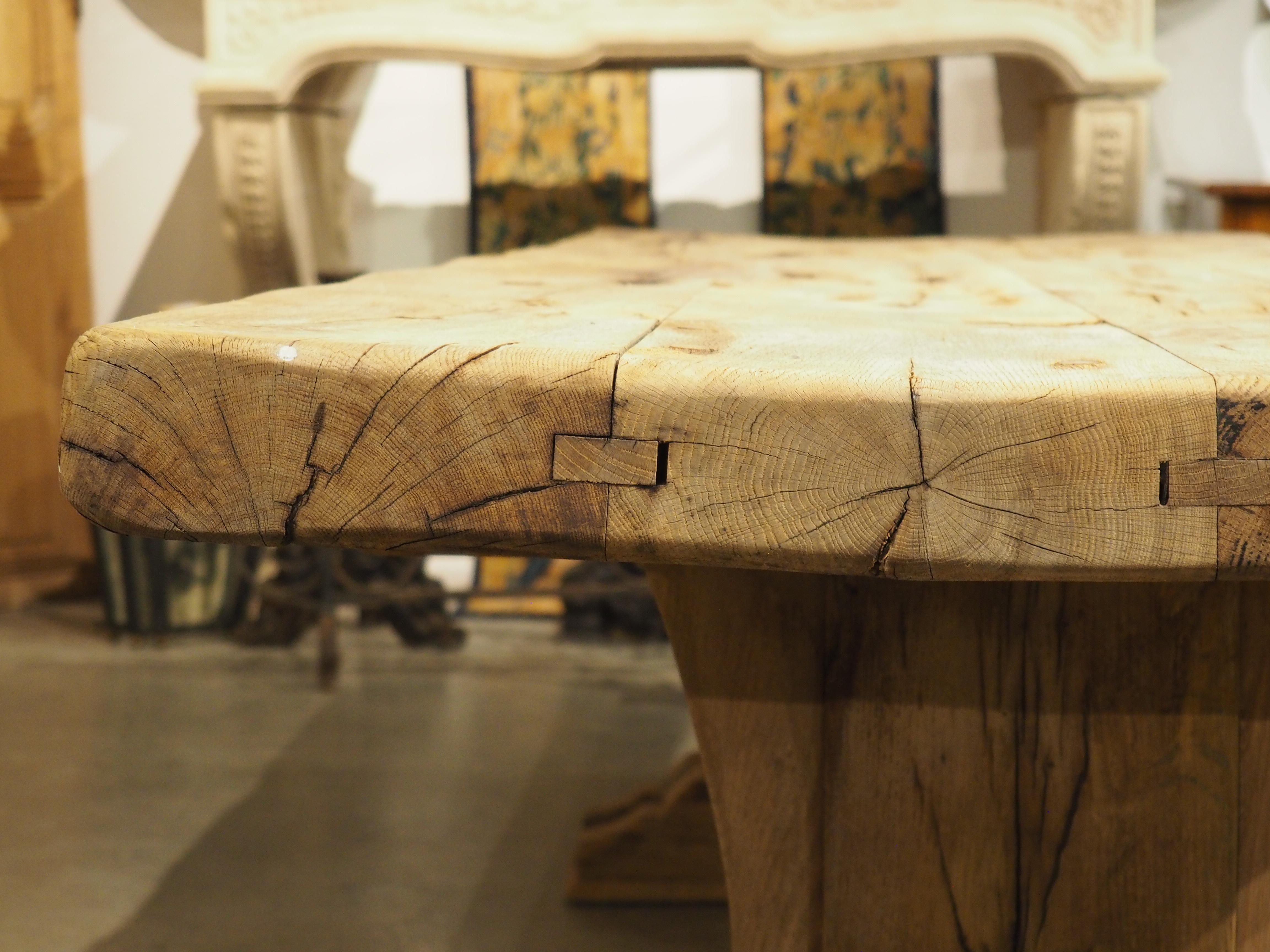 Antique French Oak Beam Dining Table, 9.5 Feet Long, 3.5 inch Thick, Circa 1860 7