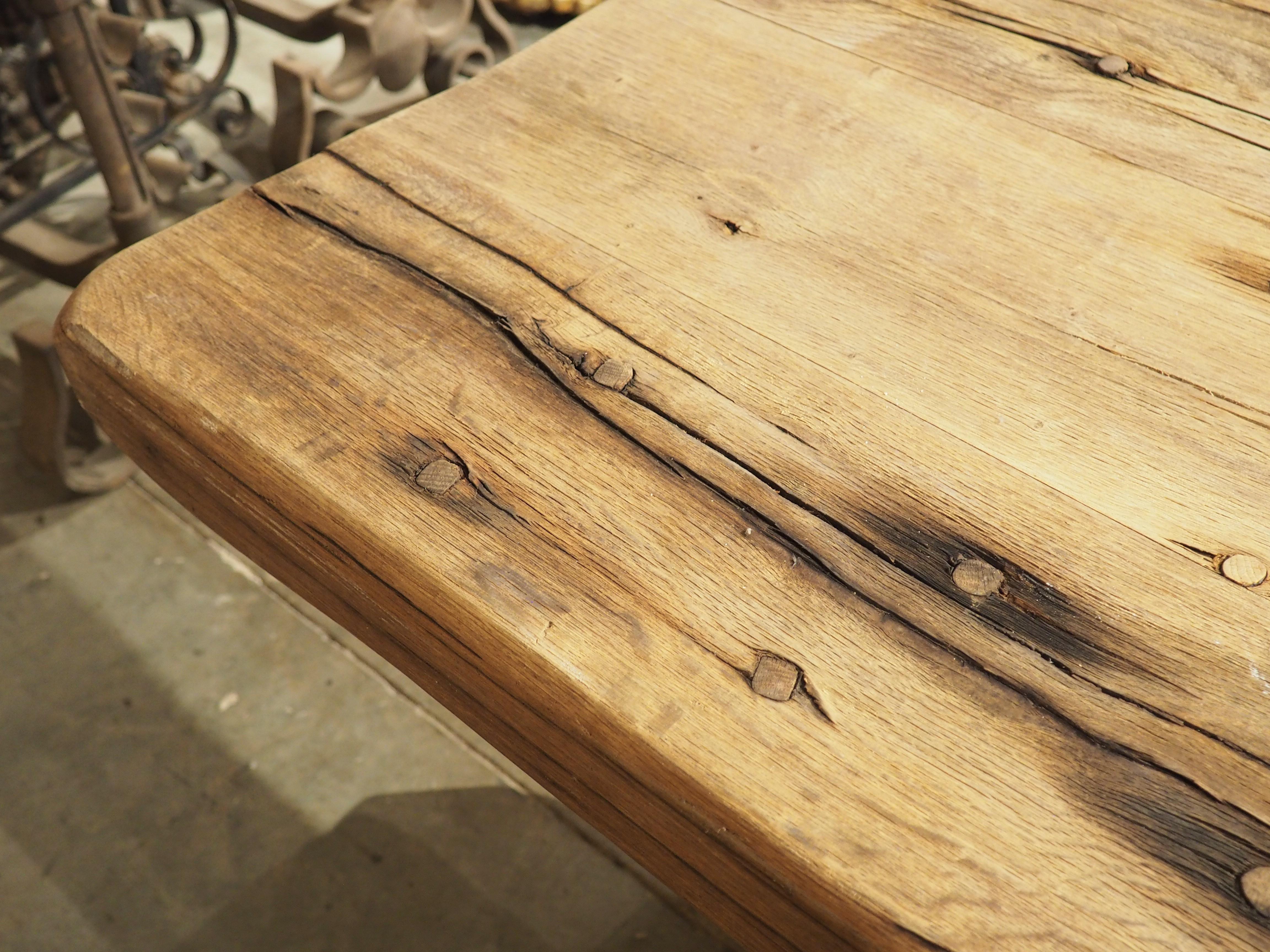 Antique French Oak Beam Dining Table, 9.5 Feet Long, 3.5 inch Thick, Circa 1860 8