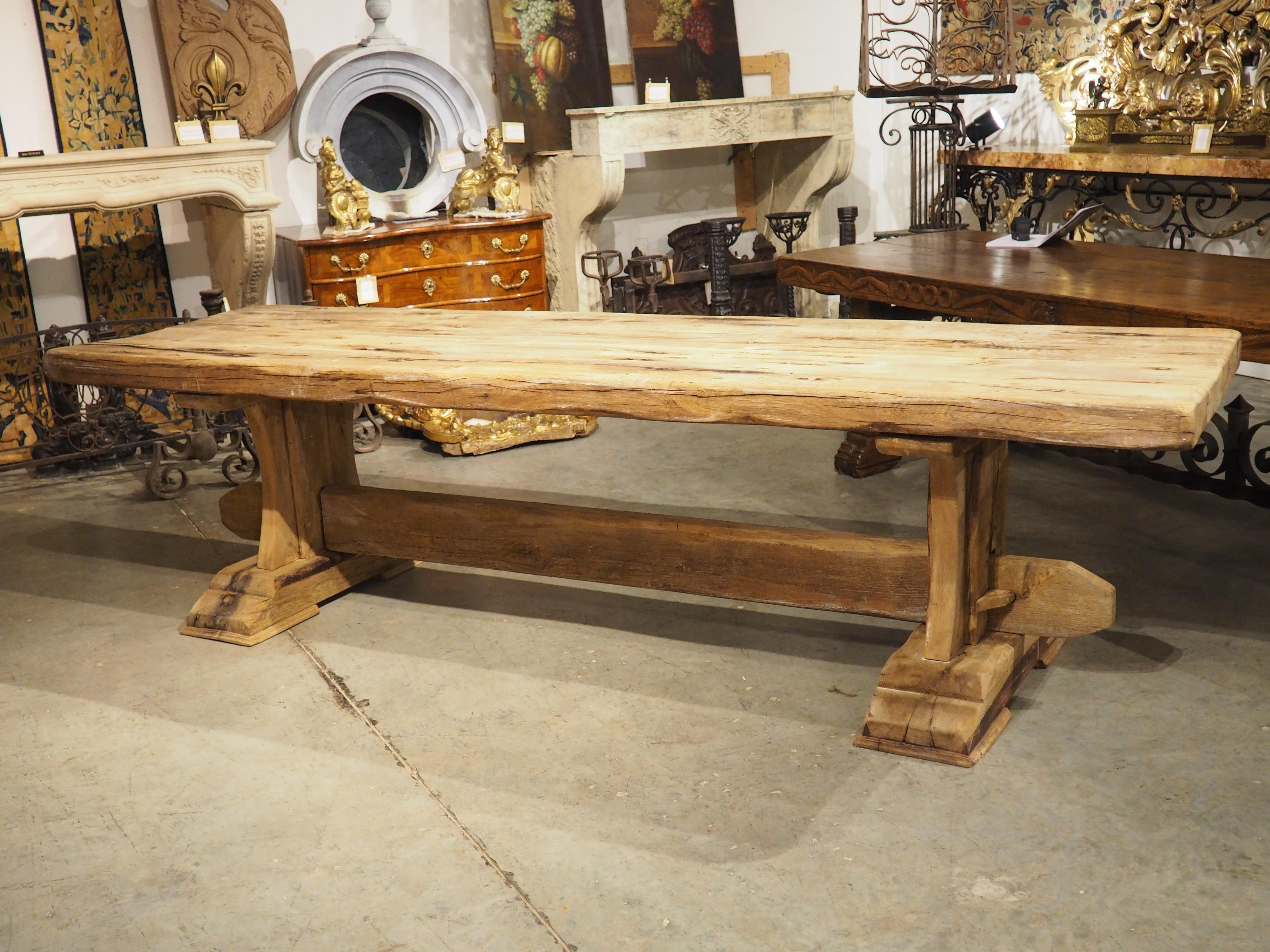 Antique French Oak Beam Dining Table, 9.5 Feet Long, 3.5 inch Thick, Circa 1860 9