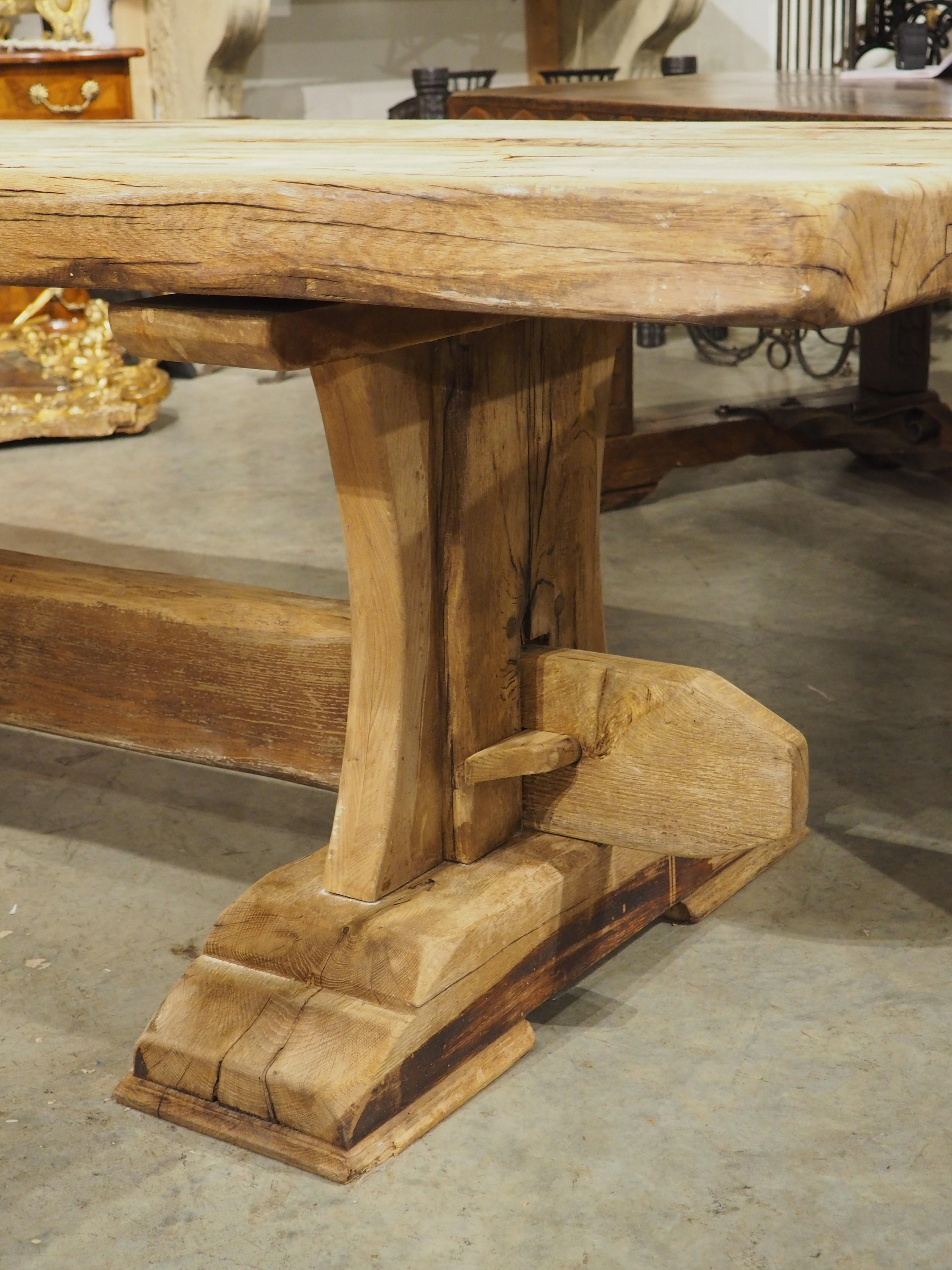 Antique French Oak Beam Dining Table, 9.5 Feet Long, 3.5 inch Thick, Circa 1860 11
