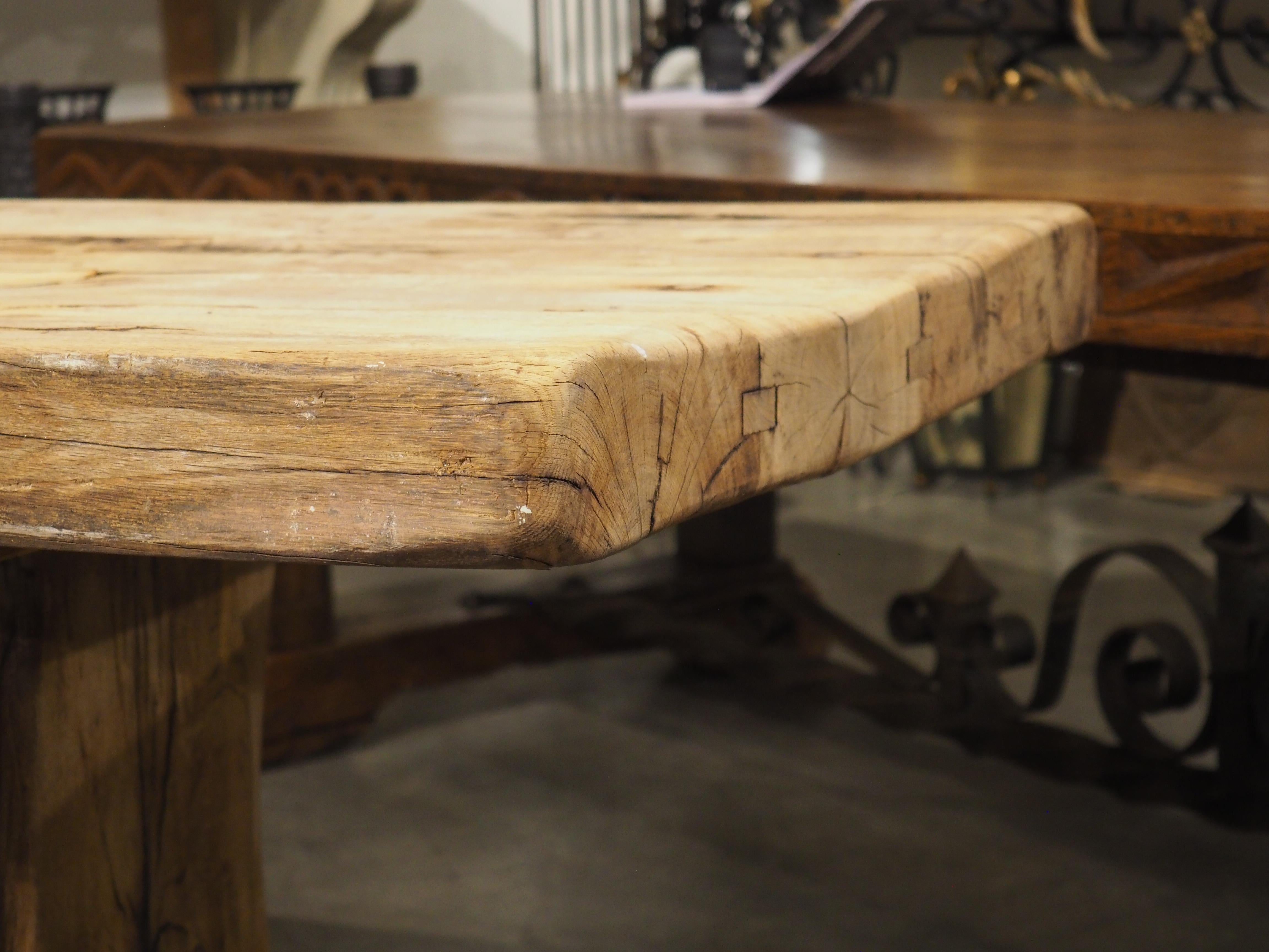 Antique French Oak Beam Dining Table, 9.5 Feet Long, 3.5 inch Thick, Circa 1860 12
