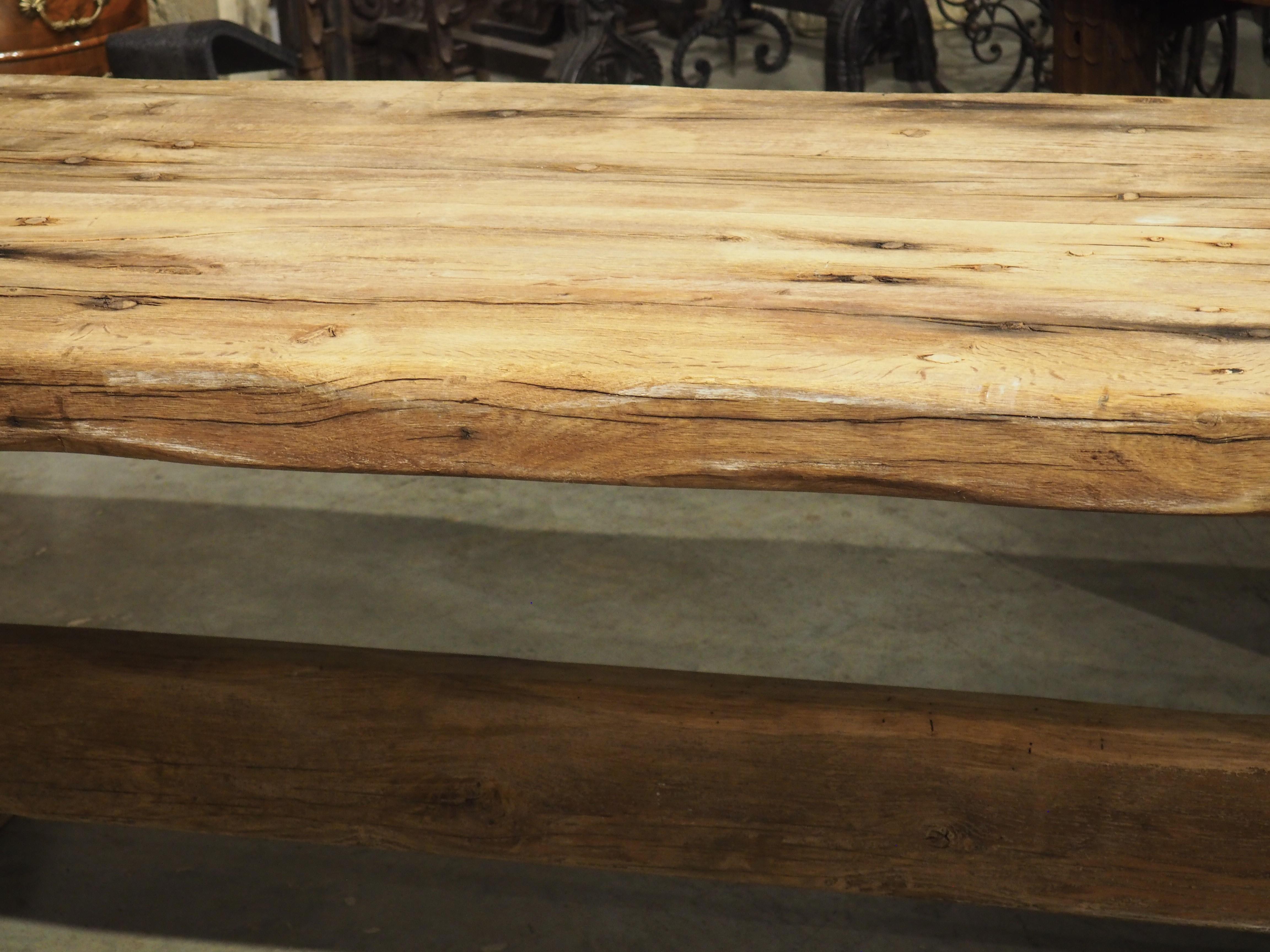 Antique French Oak Beam Dining Table, 9.5 Feet Long, 3.5 inch Thick, Circa 1860 13
