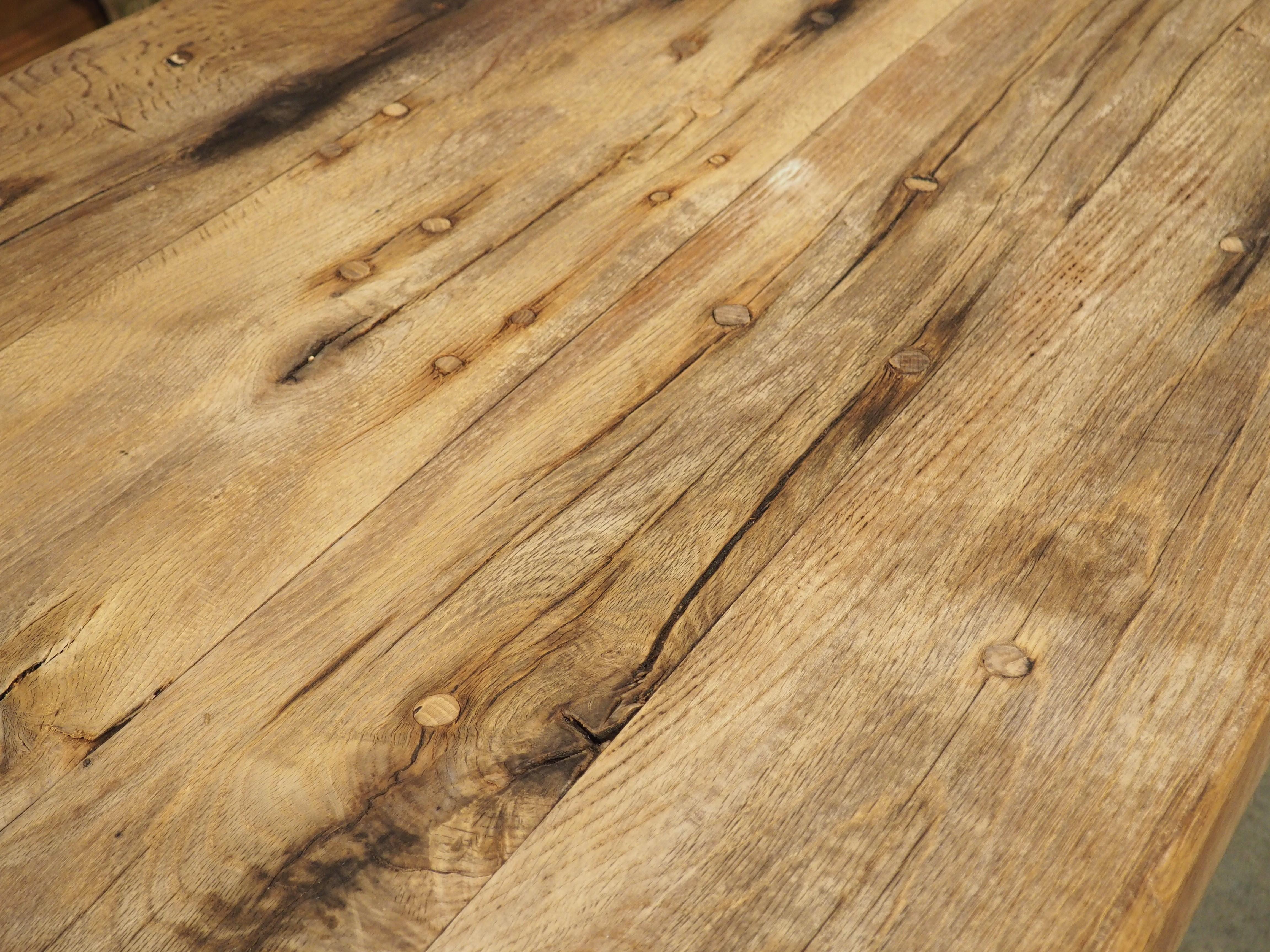 19th Century Antique French Oak Beam Dining Table, 9.5 Feet Long, 3.5 inch Thick, Circa 1860