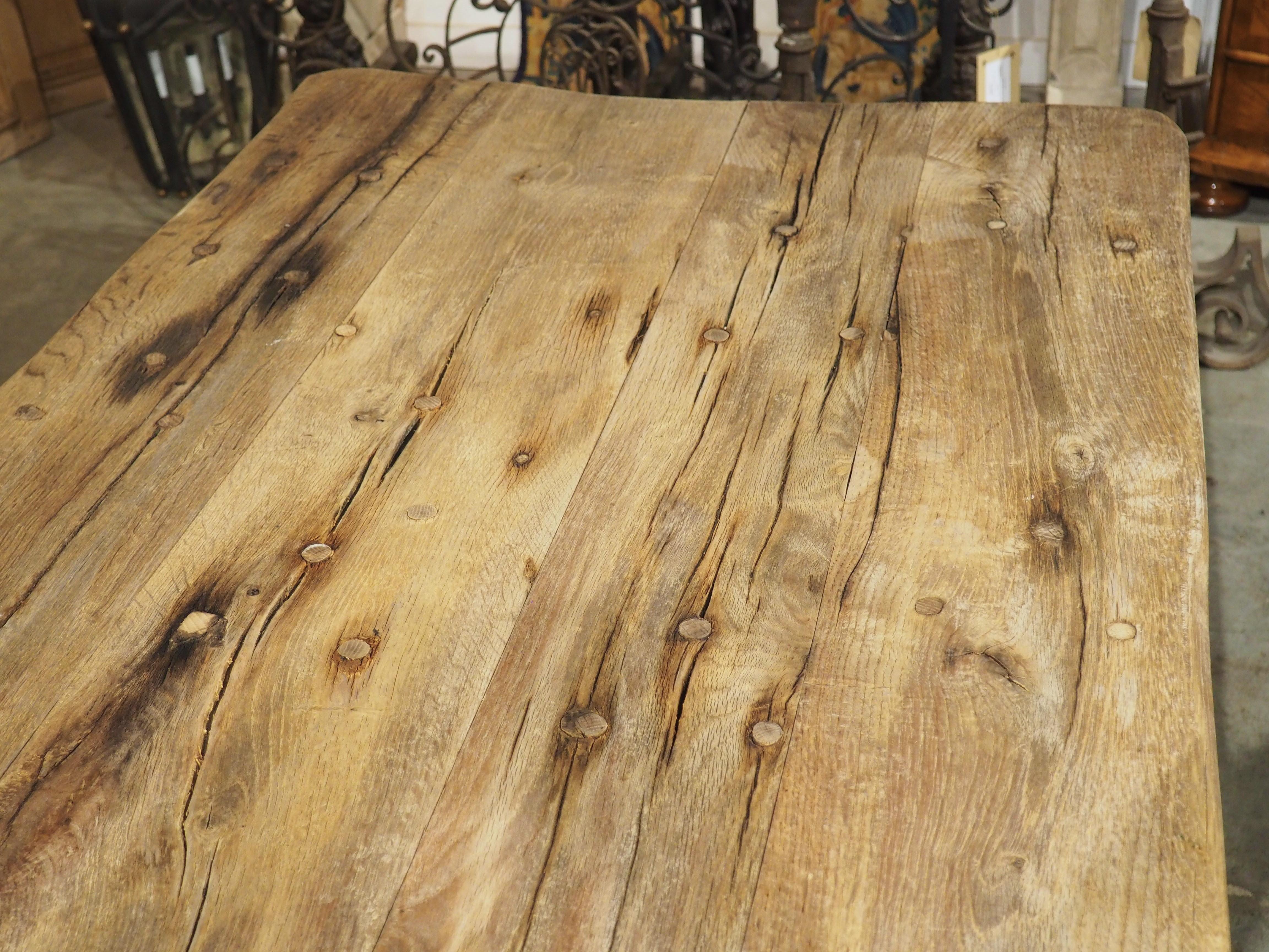 Wood Antique French Oak Beam Dining Table, 9.5 Feet Long, 3.5 inch Thick, Circa 1860