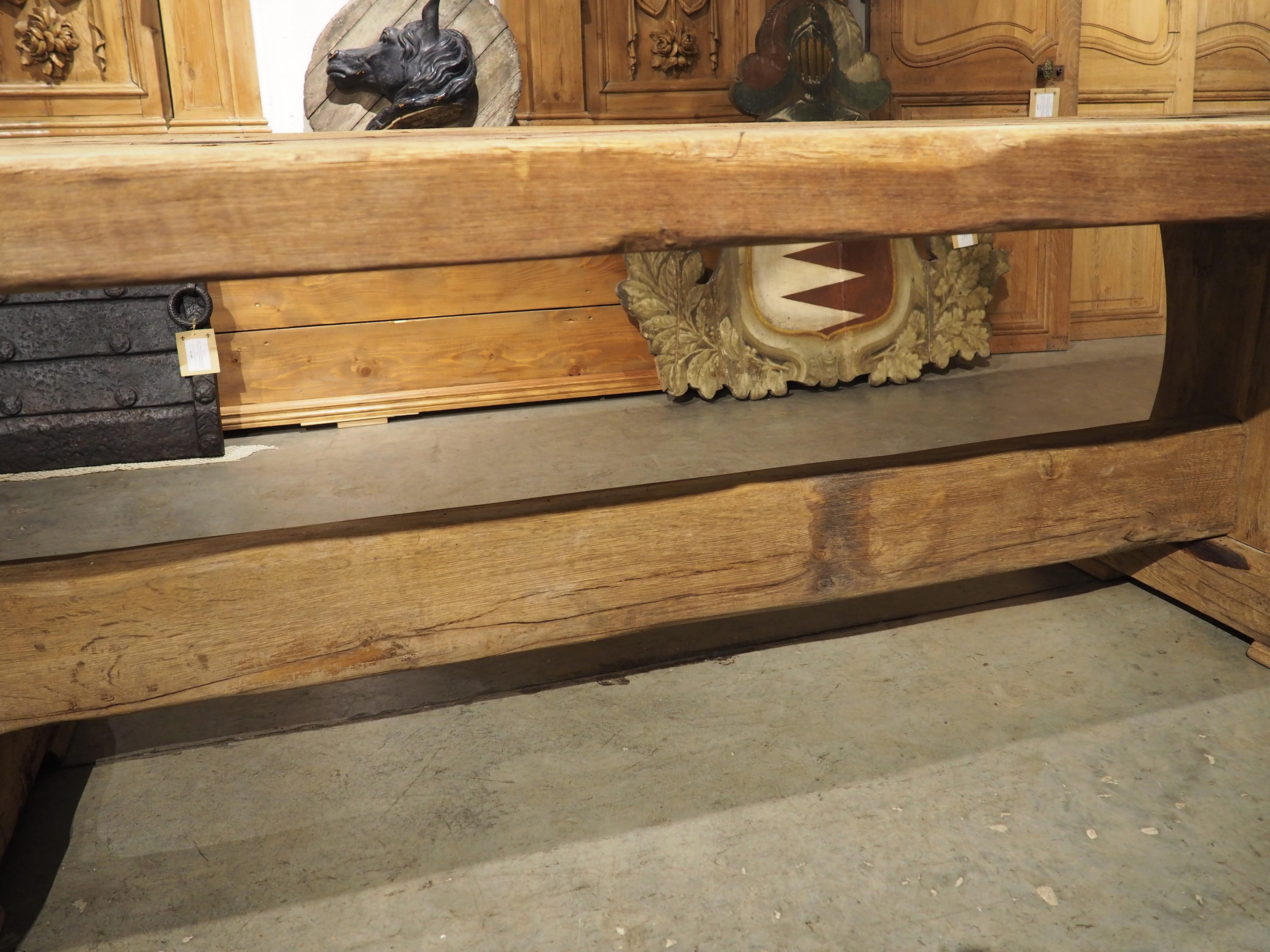 Antique French Oak Beam Dining Table, 9.5 Feet Long, 3.5 inch Thick, Circa 1860 2