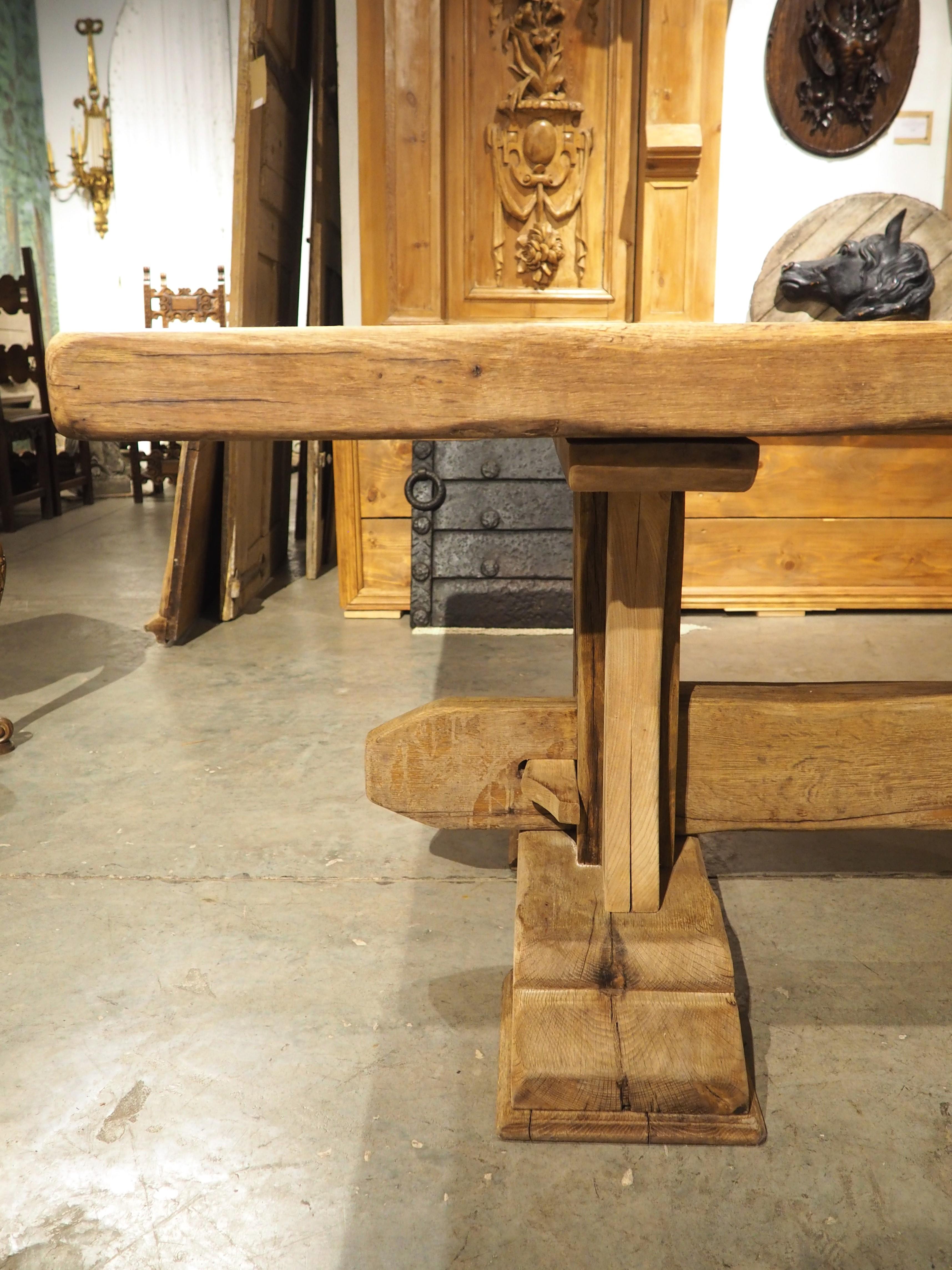Antique French Oak Beam Dining Table, 9.5 Feet Long, 3.5 inch Thick, Circa 1860 3