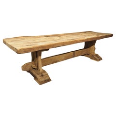 Antigua mesa de comedor francesa de vigas de roble, 9,5 pies de largo, 3,5 pulgadas de grosor, circa 1860