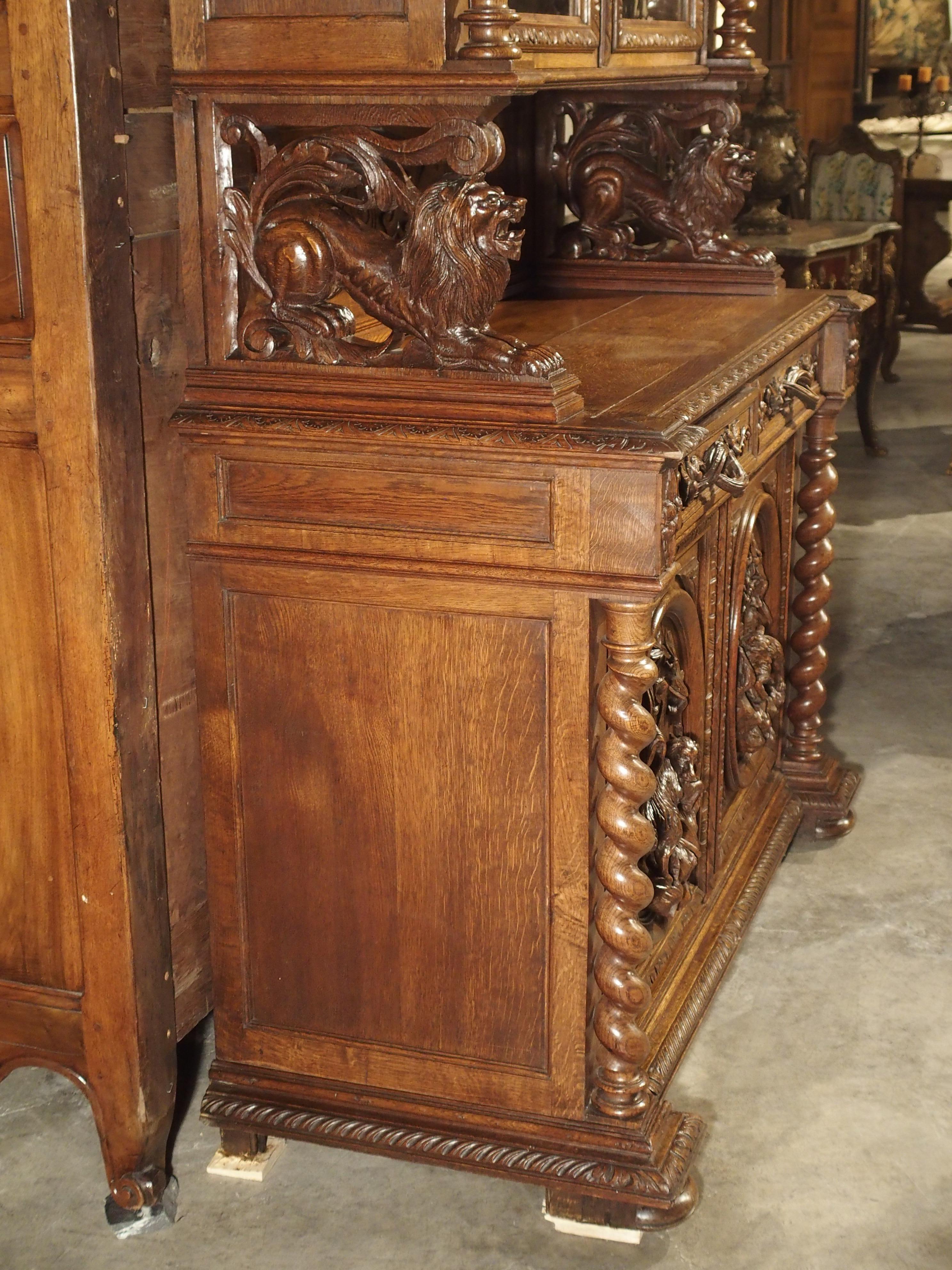 Antique French Oak Black Forest Style Cabinet with Deer Trophy, 19th Century 5