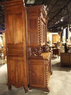 Antique French Oak Black Forest Style Cabinet with Deer Trophy, 19th Century