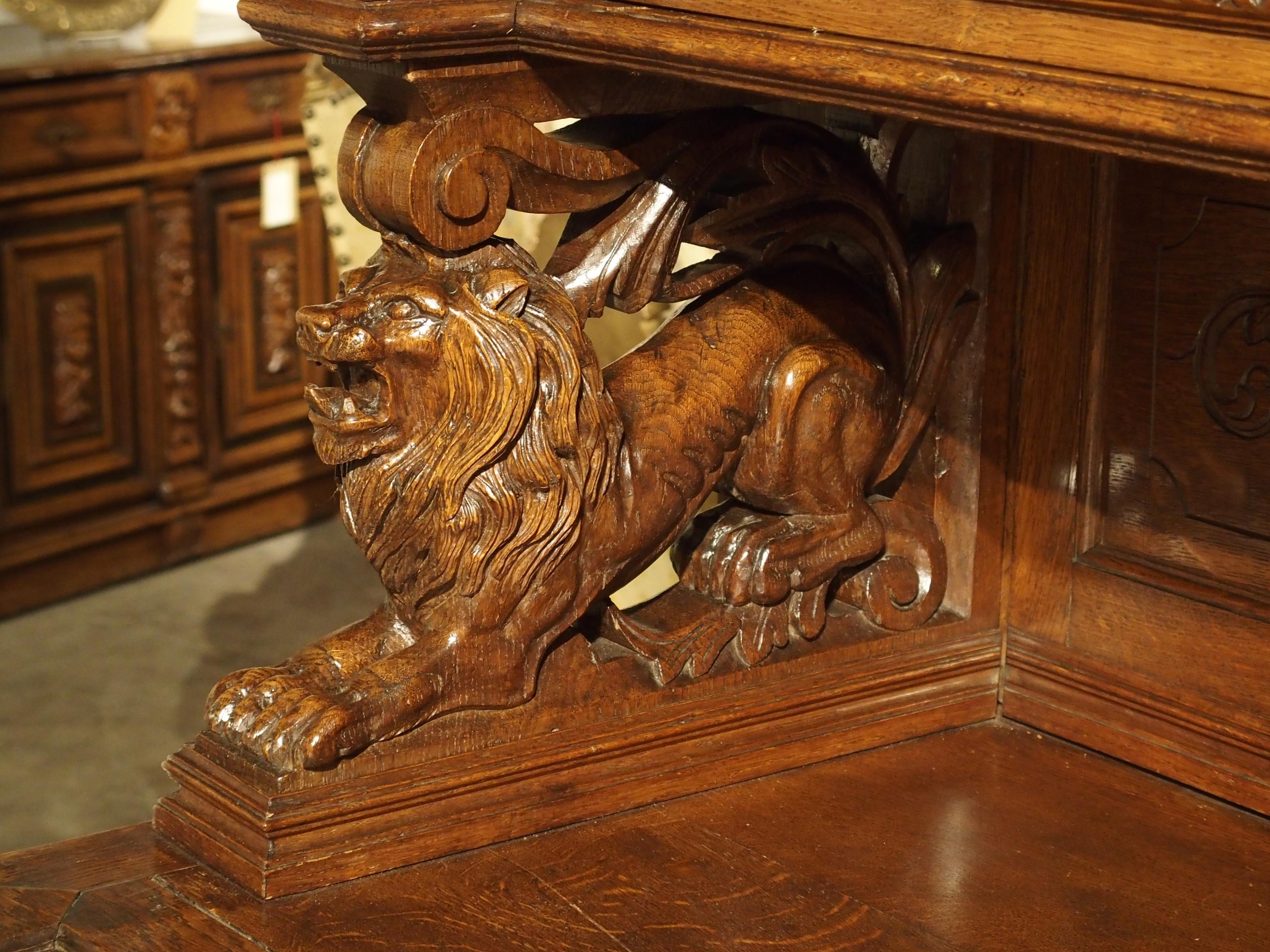 Antique French Oak Black Forest Style Cabinet with Deer Trophy, 19th Century In Good Condition In Dallas, TX