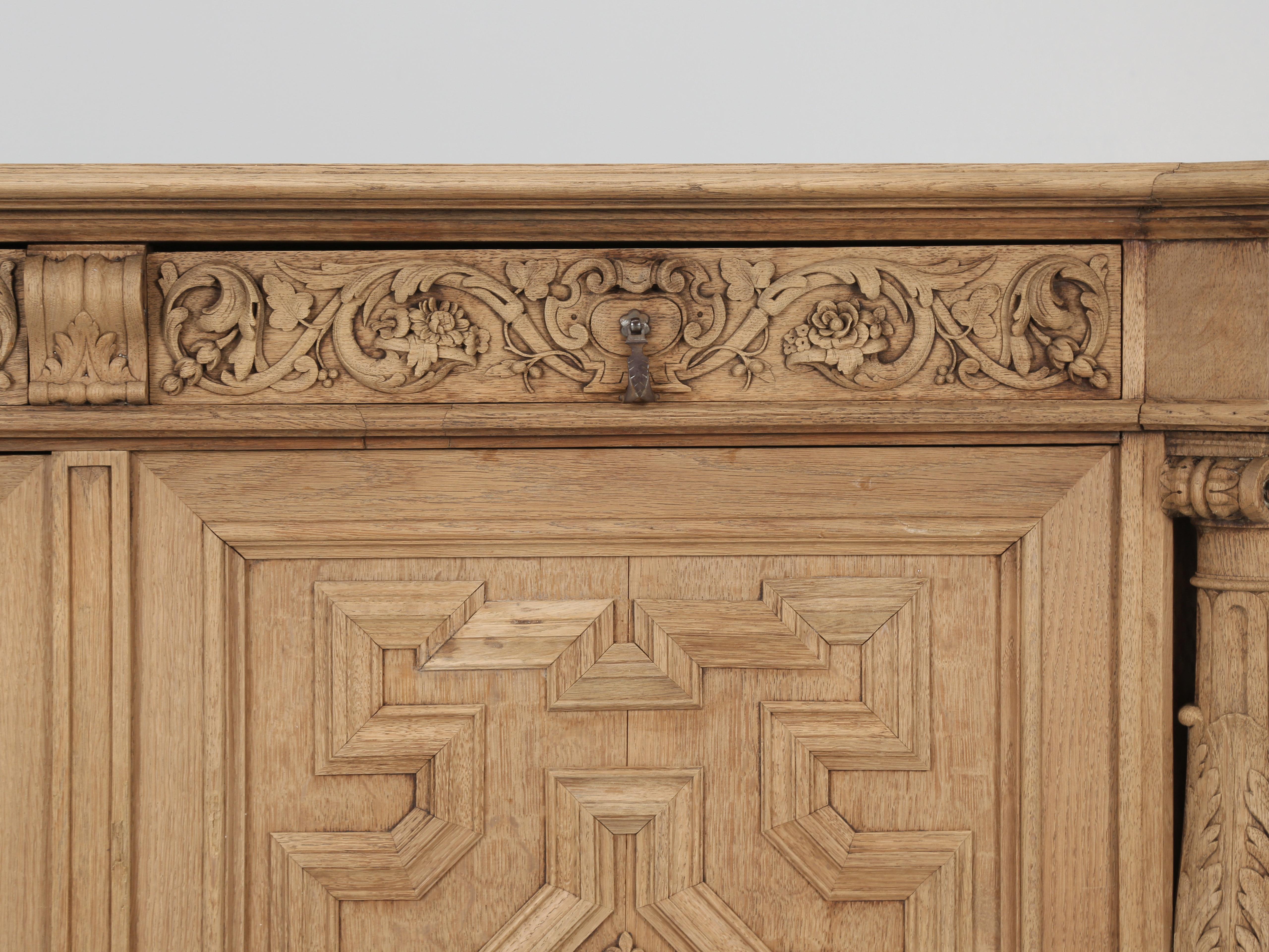 Antique French Oak Buffet Geometric Design with Incredible Attention to Details 3
