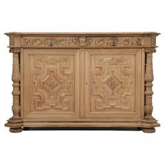 Antique French Oak Buffet Geometric Design with Incredible Attention to Details