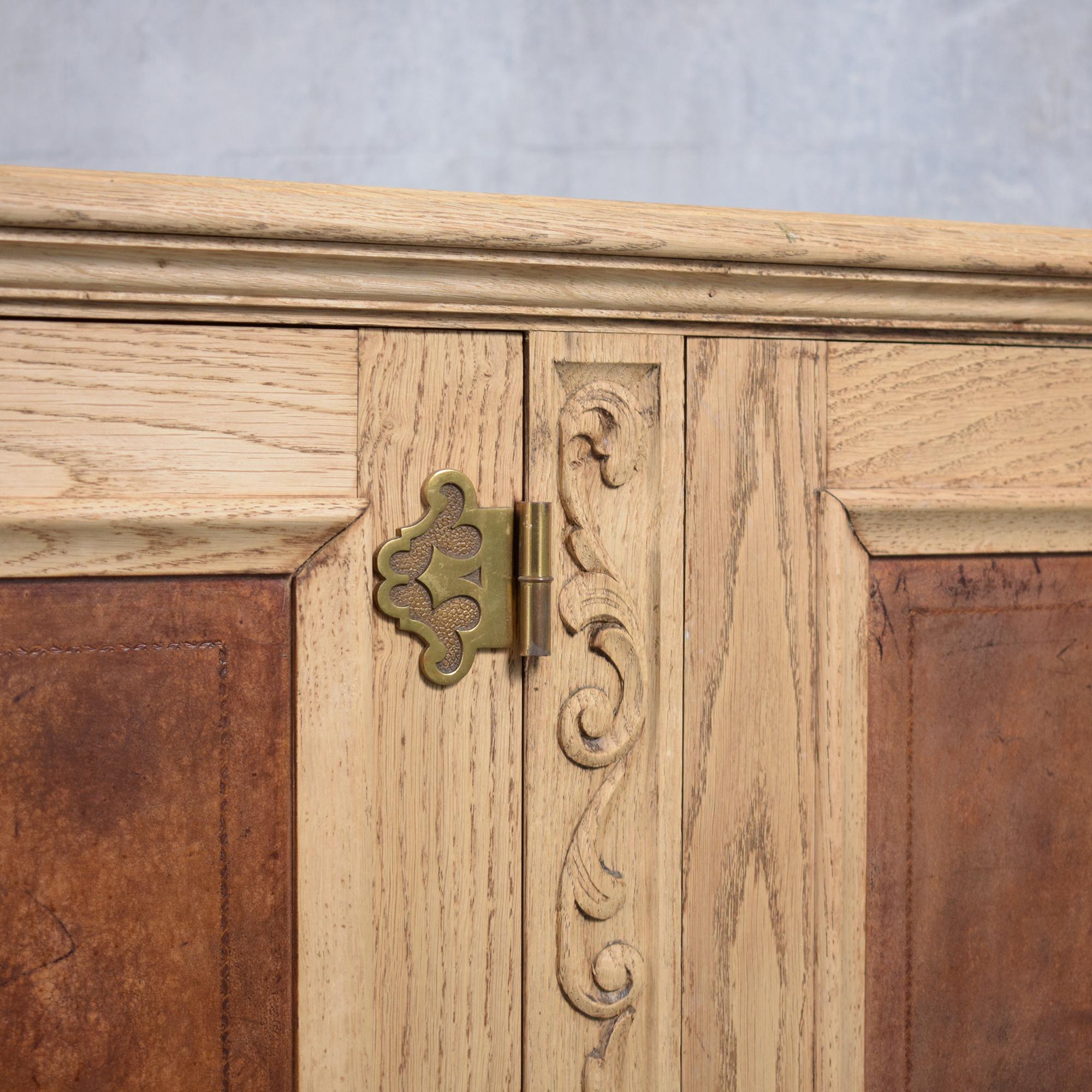 Antique French Oak Buffet with Bleached Finish and Carved Details For Sale 8