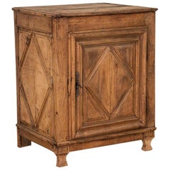 Antique French Oak Cabinet with Diamond Detail in Door and Sides