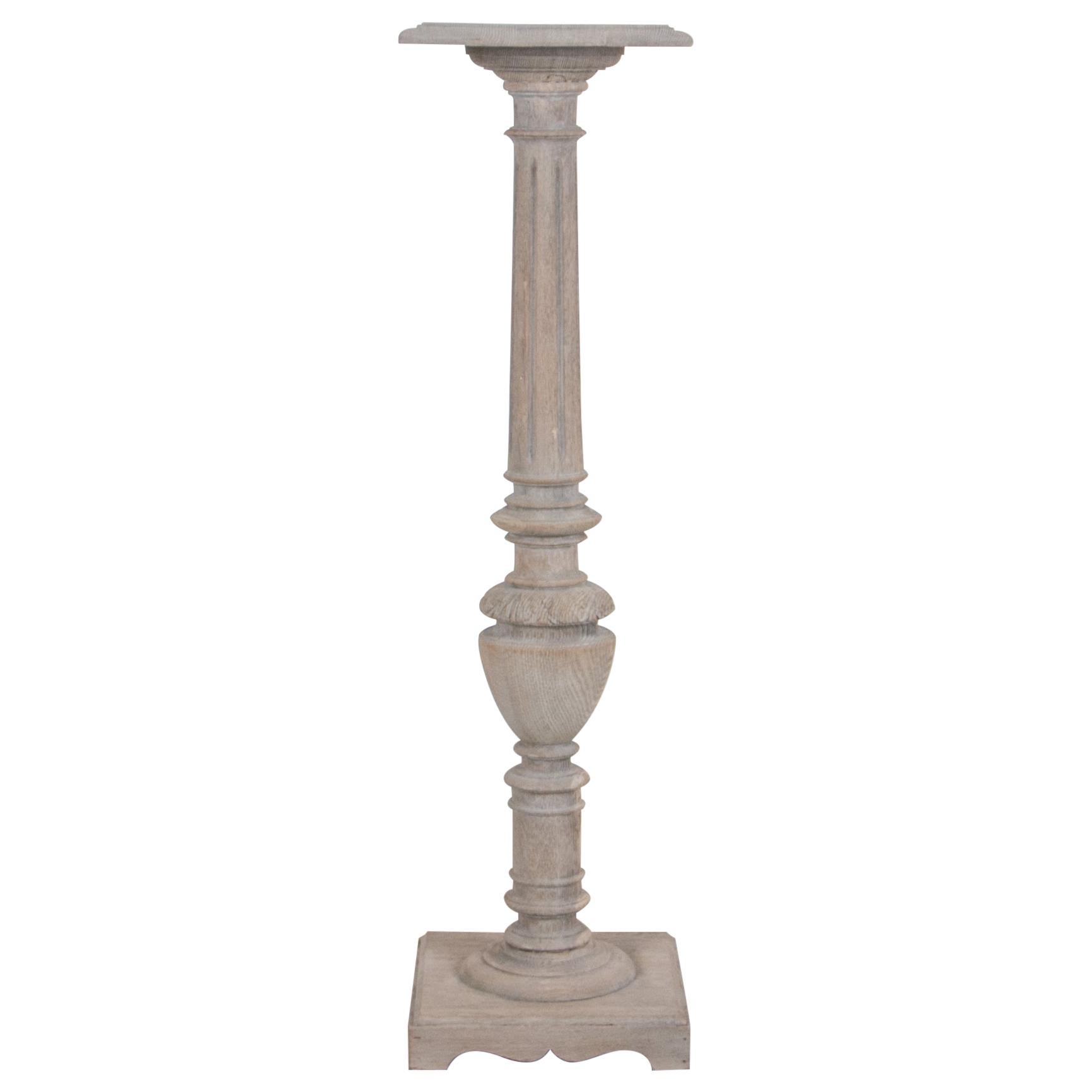 Antique French Oak Candle Stand