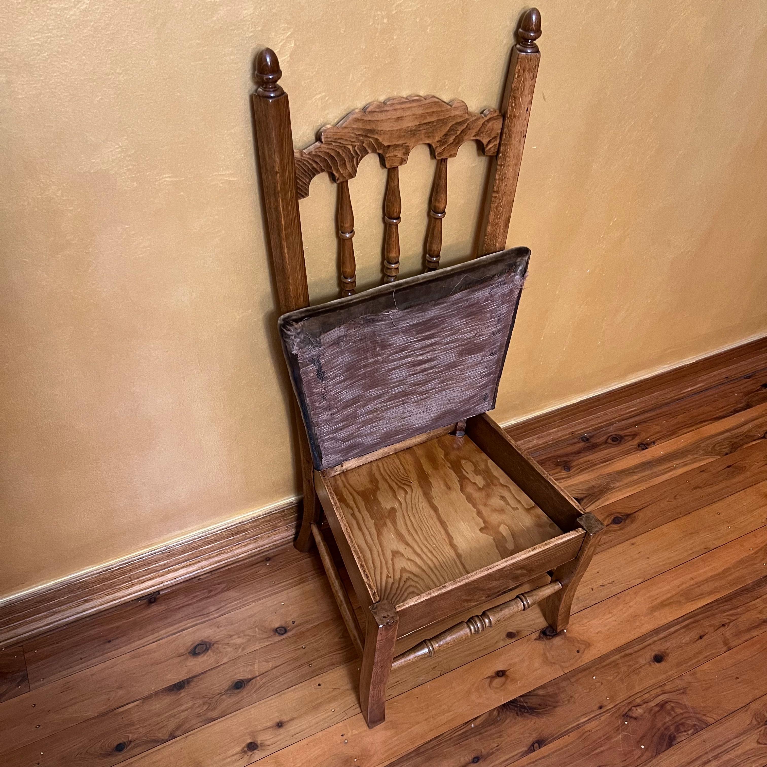 Antique French Oak Children's Seat Lift Chair For Sale 1