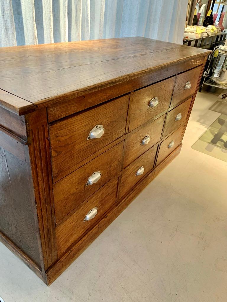 Late 19th Century Antique French Oak Counter with Drawers