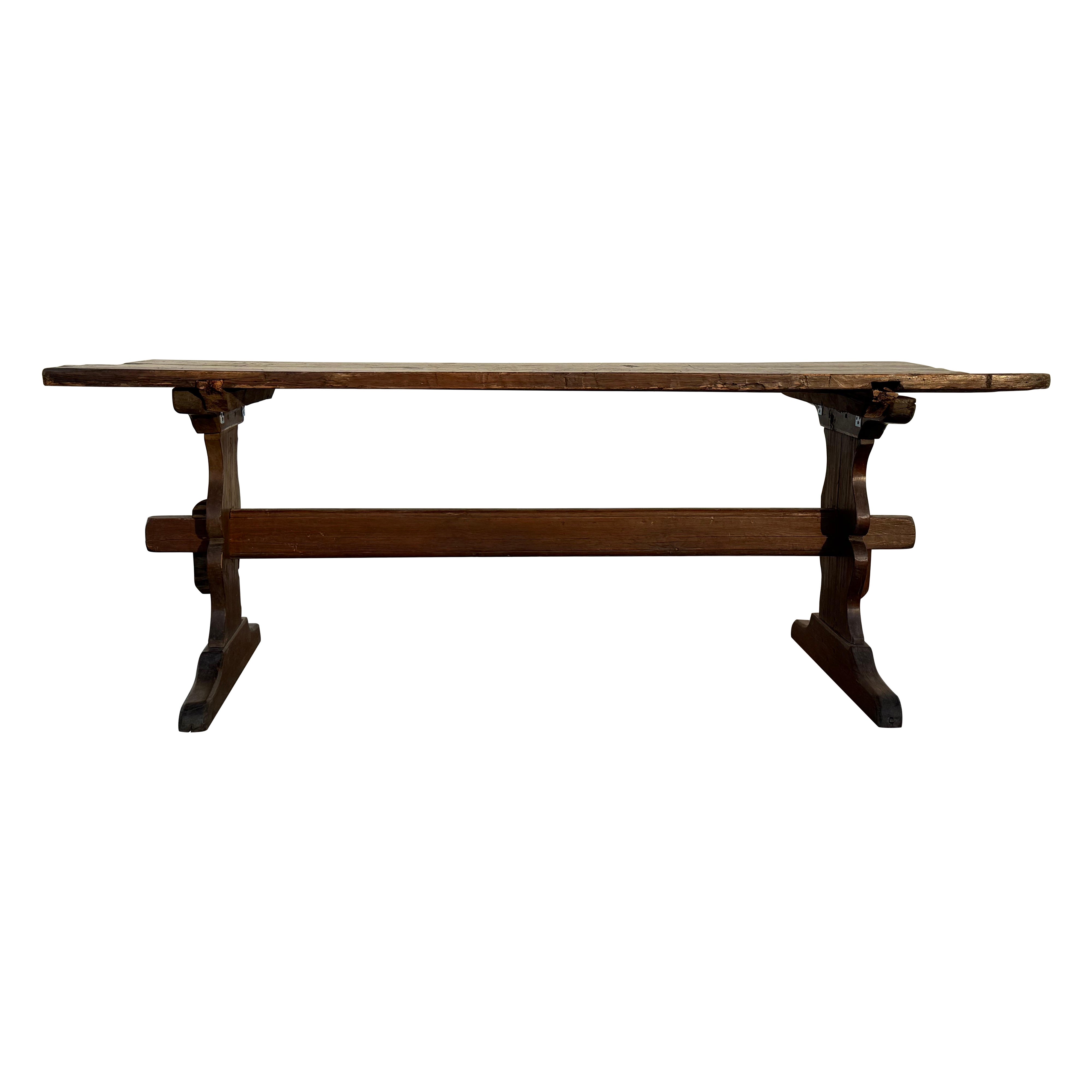 Antique French Oak Country Rustic Dining Table Circa 1800s