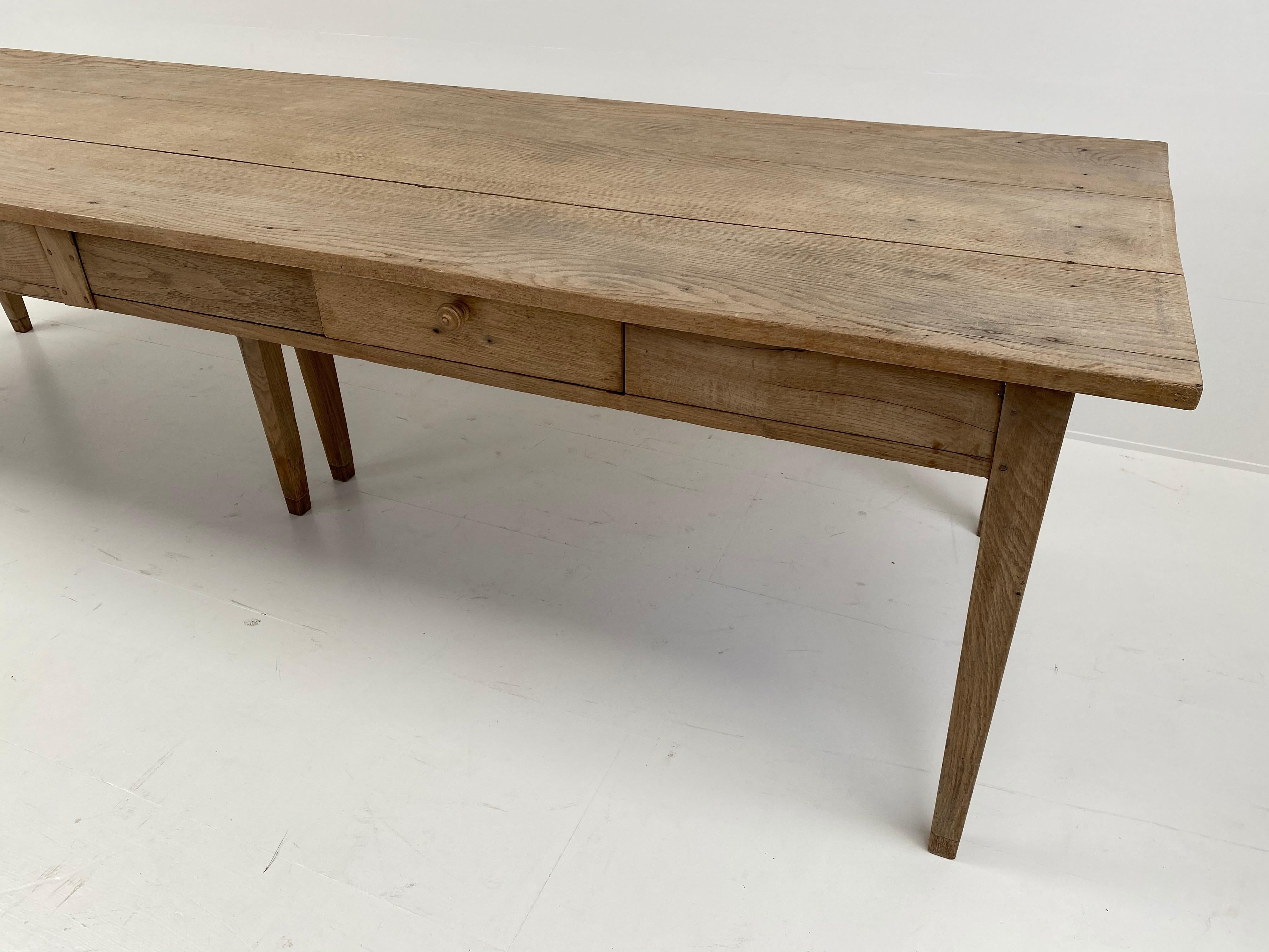 Antique French Oak Country Farm Dining Table, France. For Sale 3