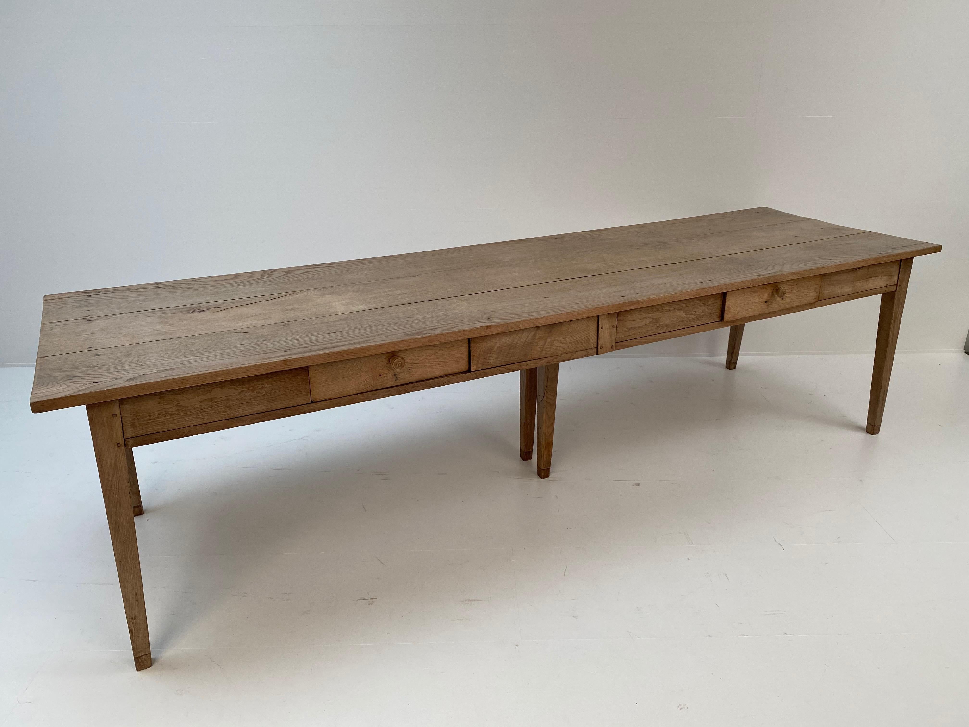 Antique French Oak Country Farm Dining Table, France. For Sale 8