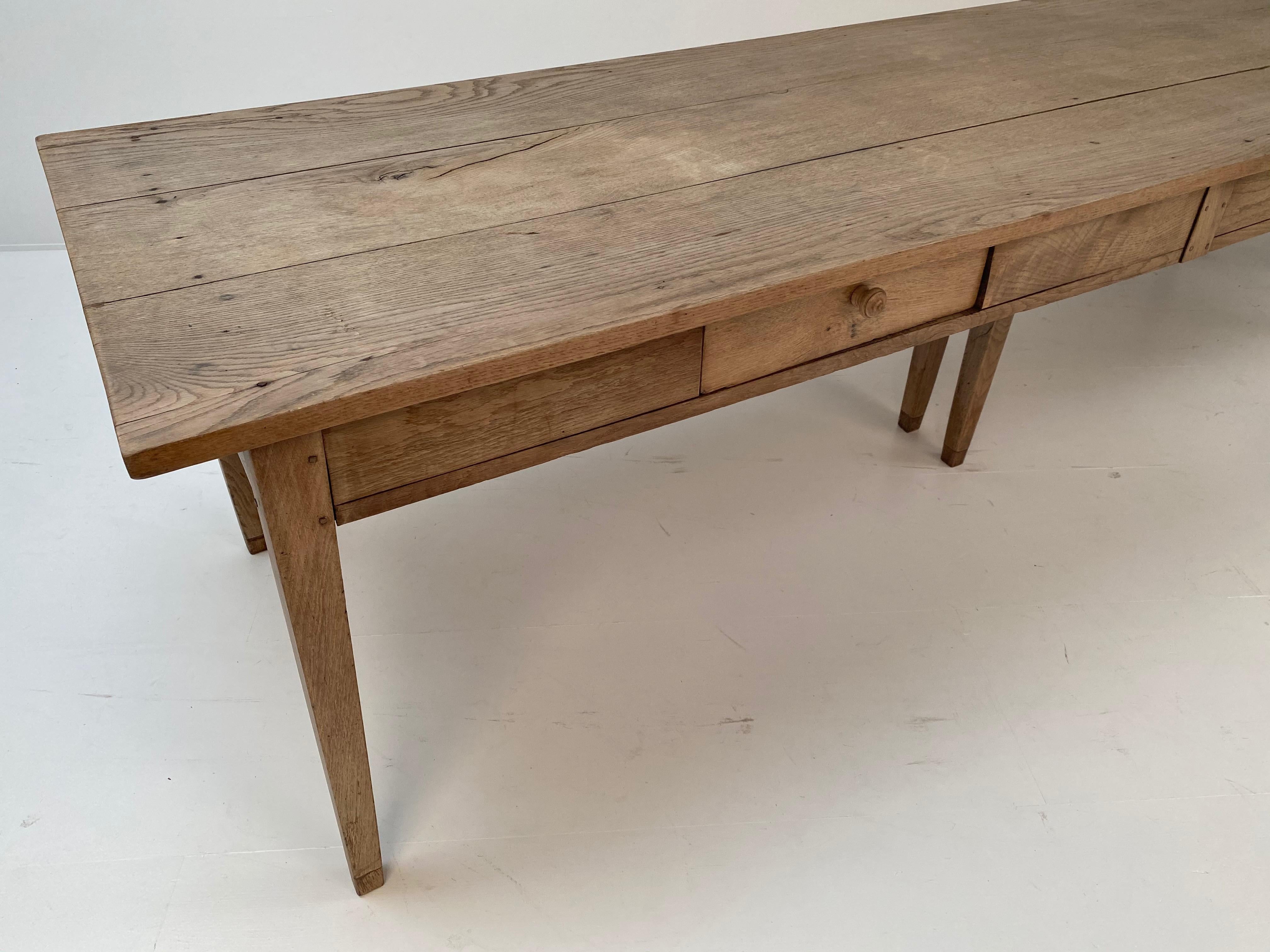 Antique French Oak Country Farm Dining Table, France. For Sale 10