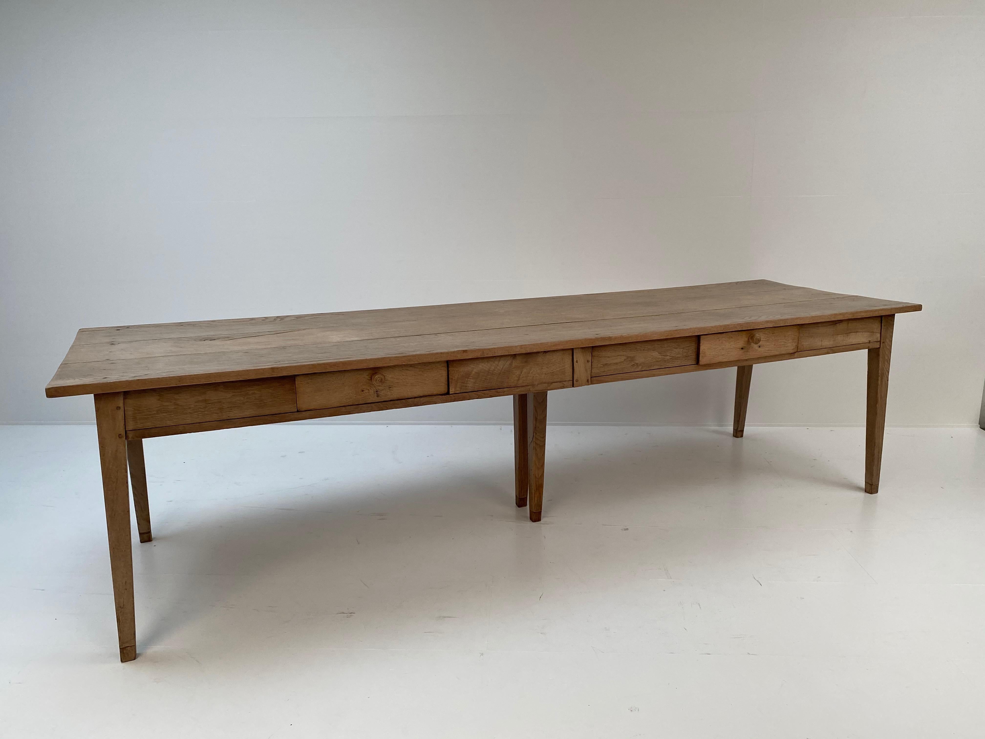 Antique French Oak Country Farm Dining Table, France. For Sale 11