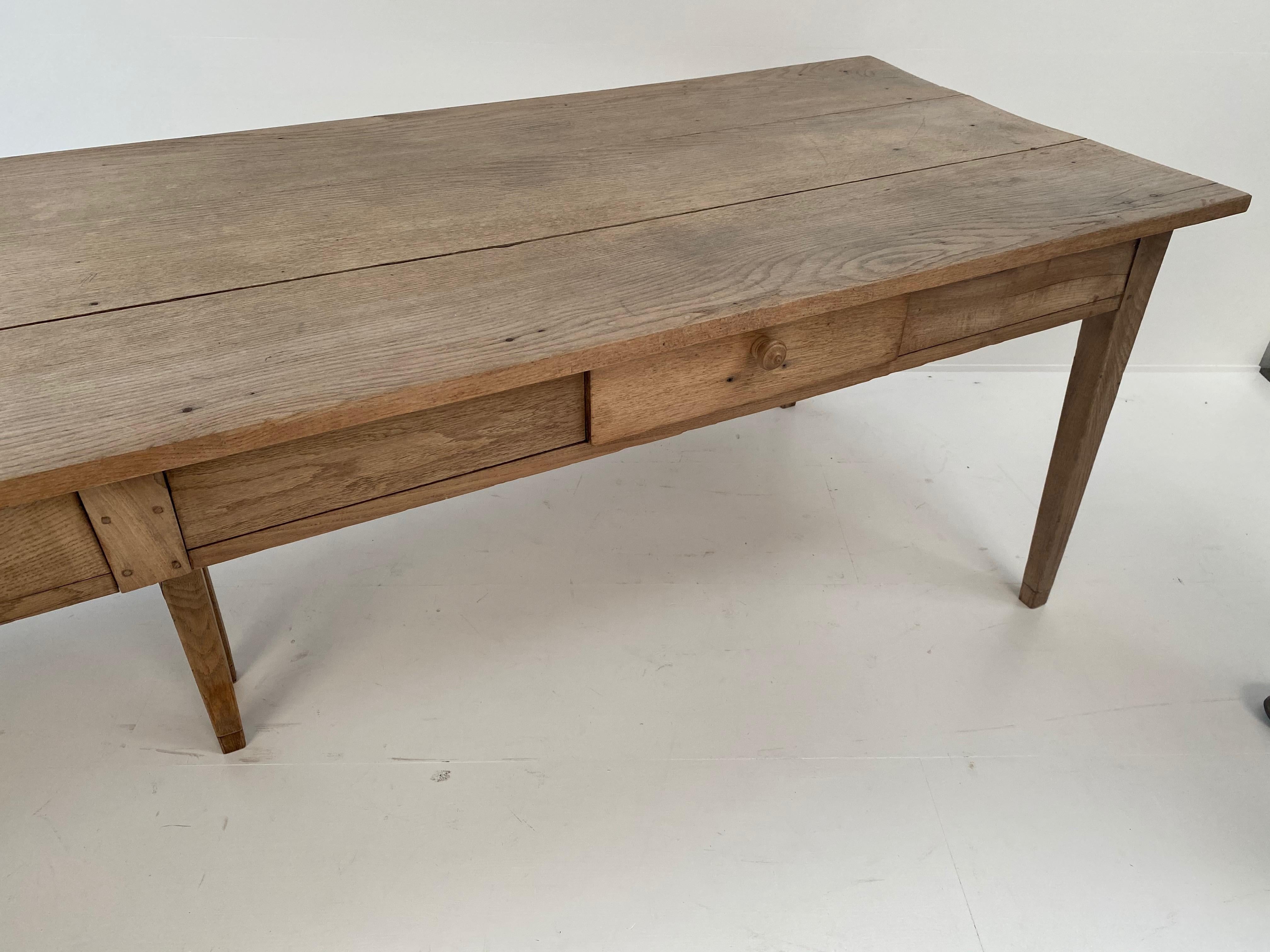 Antique French Oak Country Farm Dining Table, France. For Sale 12