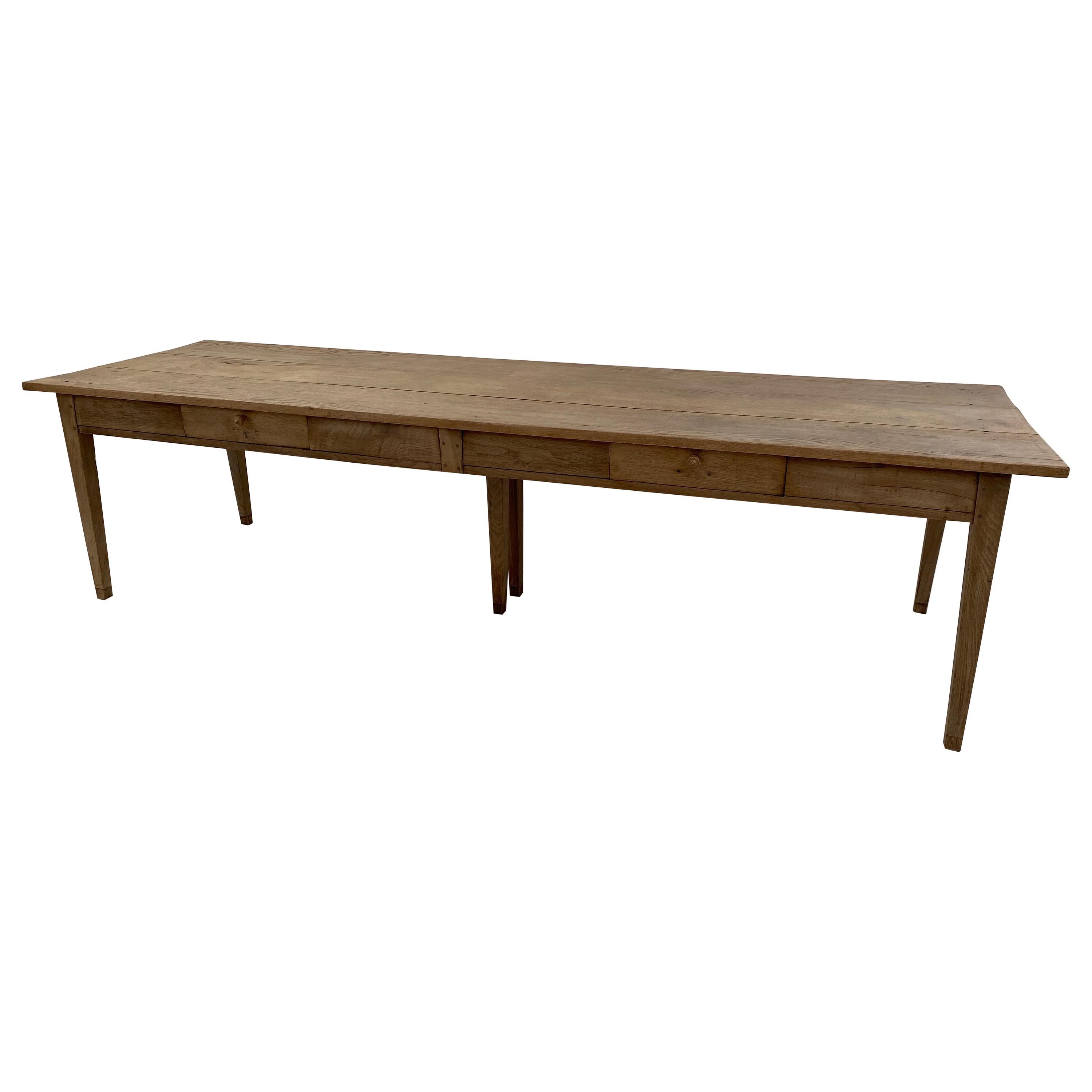 Antique French Oak Country Farm Dining Table, France. For Sale