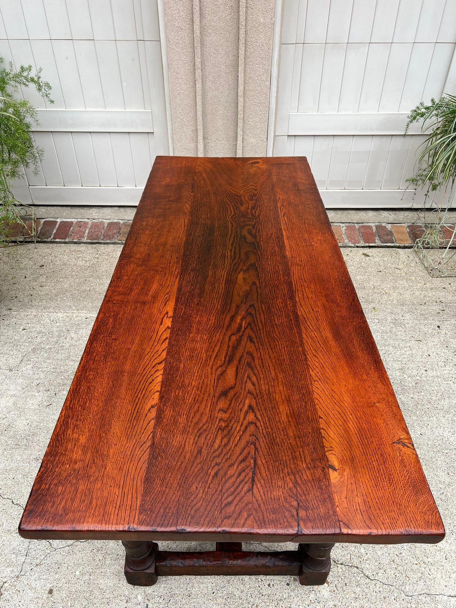 Antique French Oak Dining Farm Bakers Table Conference Office Library Desk c1920 5