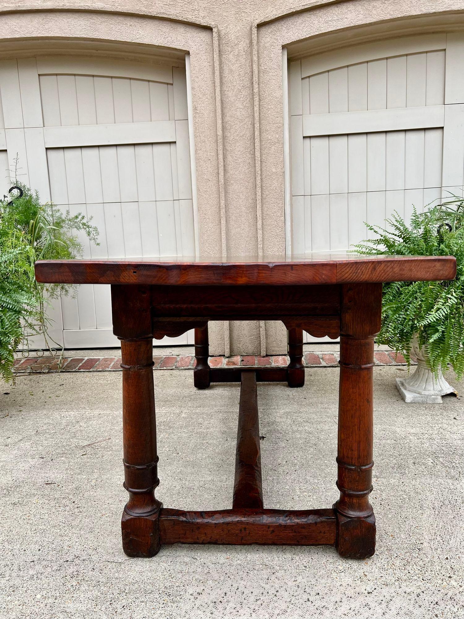 Antique French Oak Dining Farm Bakers Table Conference Office Library Desk c1920 6