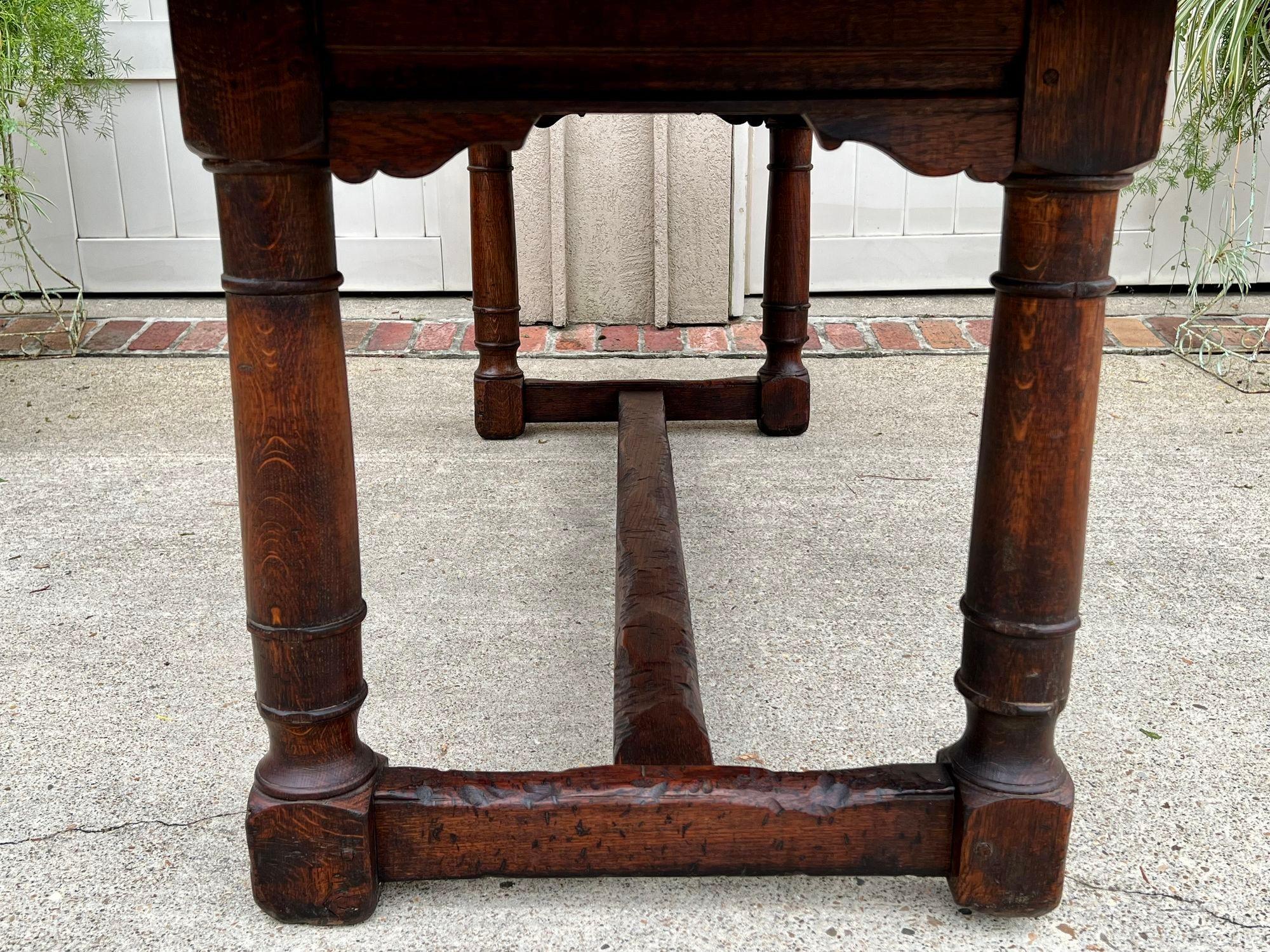 Antique French Oak Dining Farm Bakers Table Conference Office Library Desk c1920 7