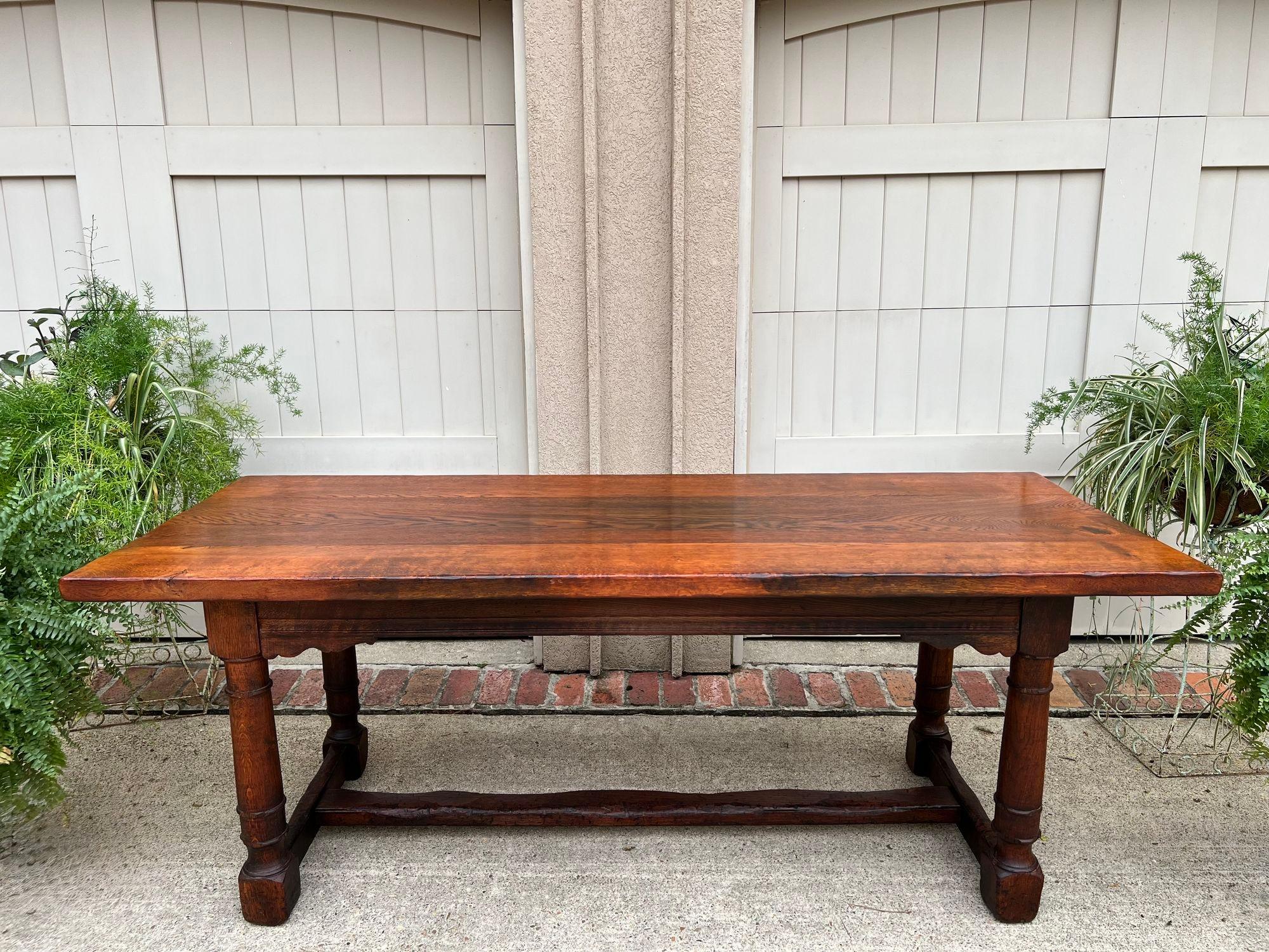 Antique French Oak Dining Farm Bakers Table Conference Office Library Desk c1920 8