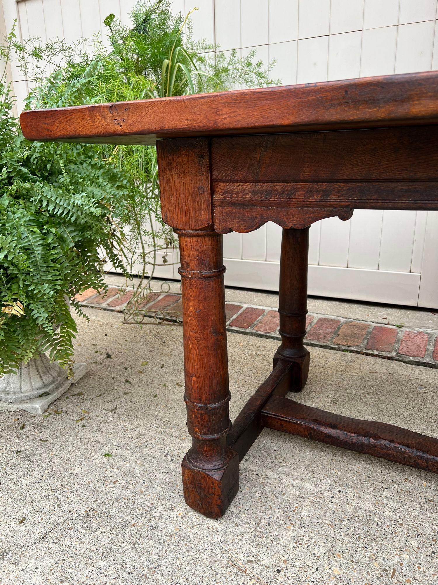 Antique French Oak Dining Farm Bakers Table Conference Office Library Desk c1920 10
