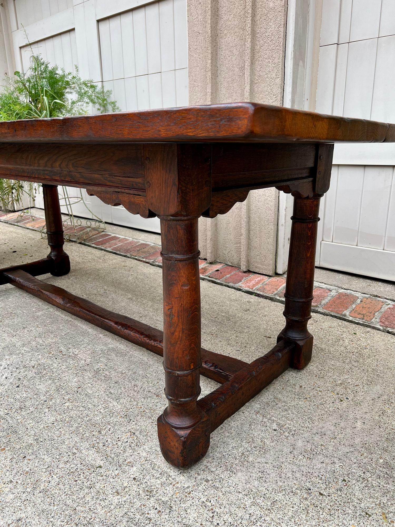 Antique French Oak Dining Farm Bakers Table Conference Office Library Desk c1920 12