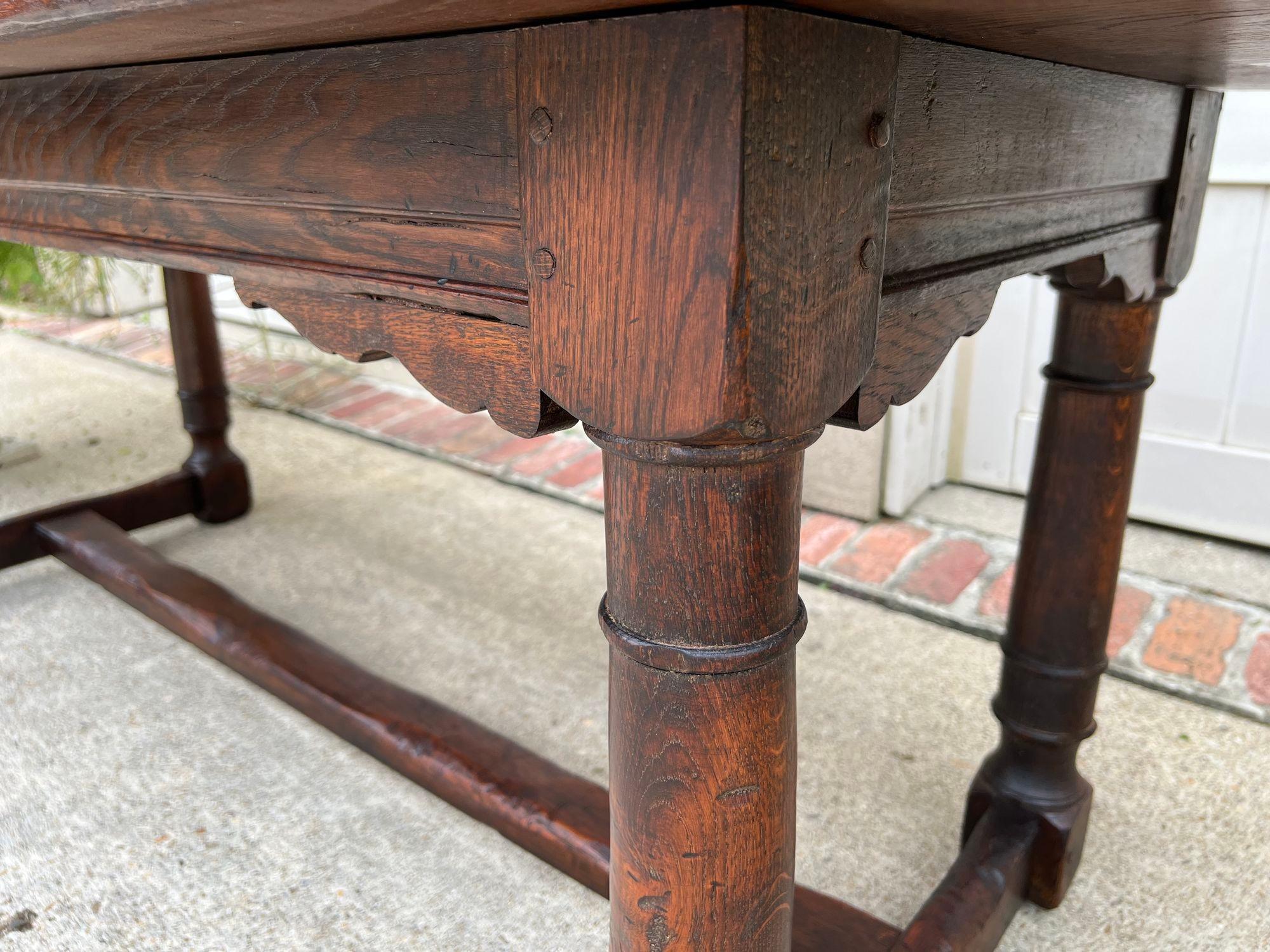 Antique French Oak Dining Farm Bakers Table Conference Office Library Desk c1920 13