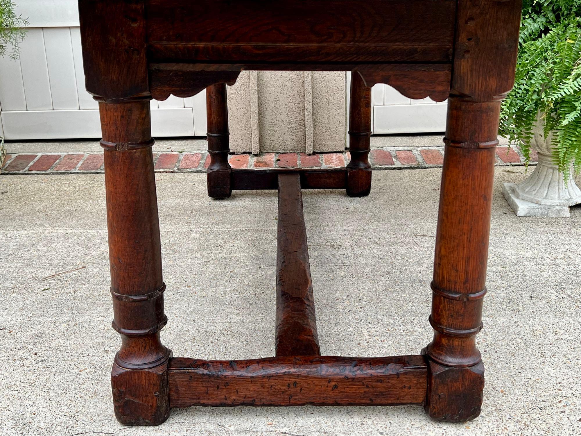 Antique French Oak Dining Farm Bakers Table Conference Office Library Desk c1920 15