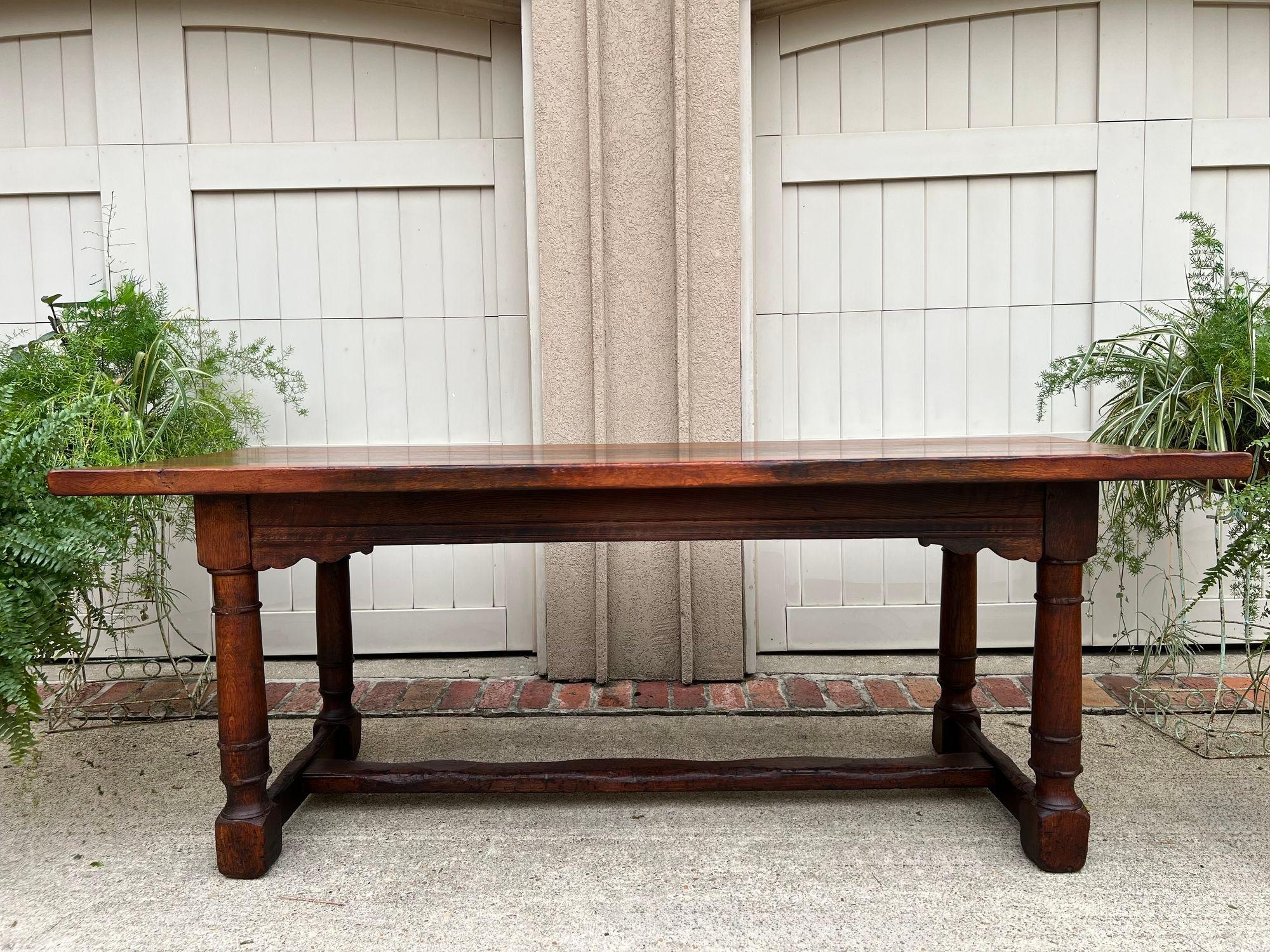 French Provincial Antique French Oak Dining Farm Bakers Table Conference Office Library Desk c1920