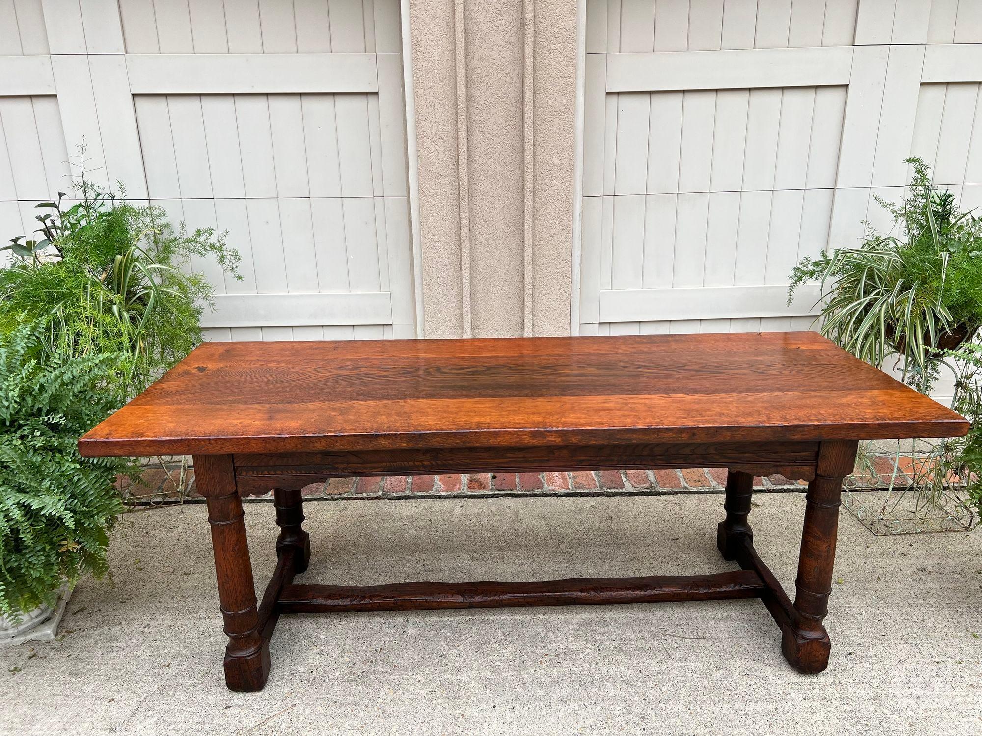 Antique French Oak Dining Farm Bakers Table Conference Office Library Desk c1920 In Good Condition In Shreveport, LA