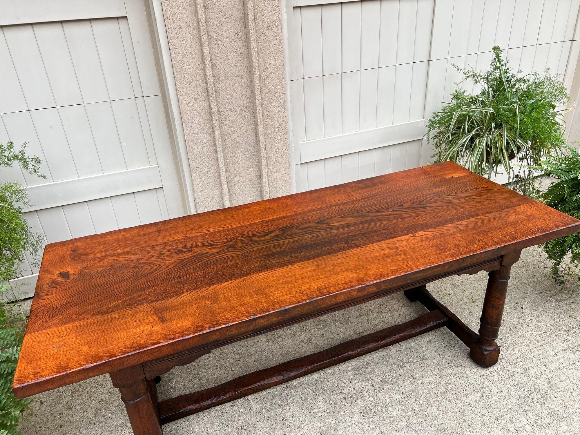 Early 20th Century Antique French Oak Dining Farm Bakers Table Conference Office Library Desk c1920