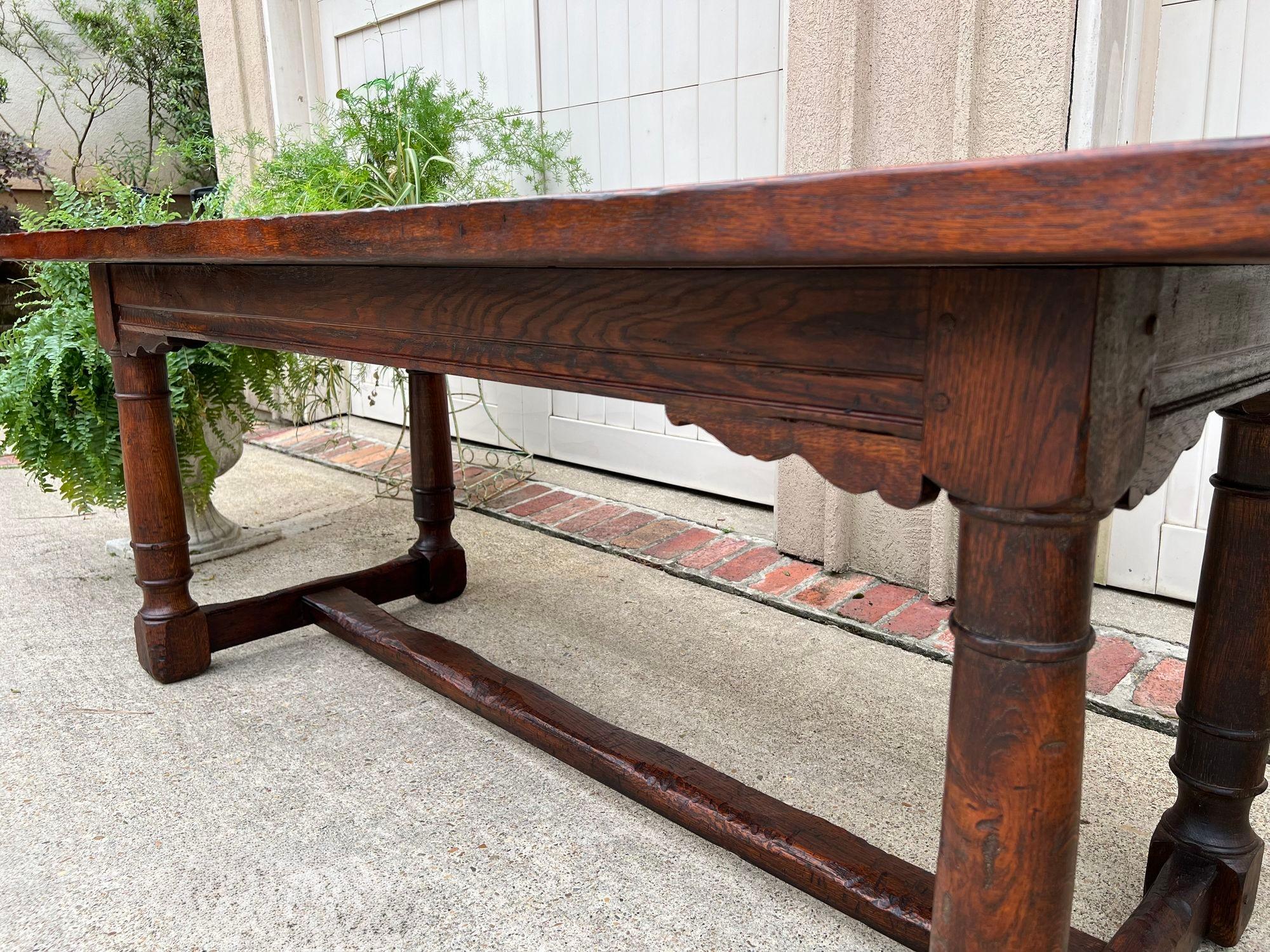 Antique French Oak Dining Farm Bakers Table Conference Office Library Desk c1920 1