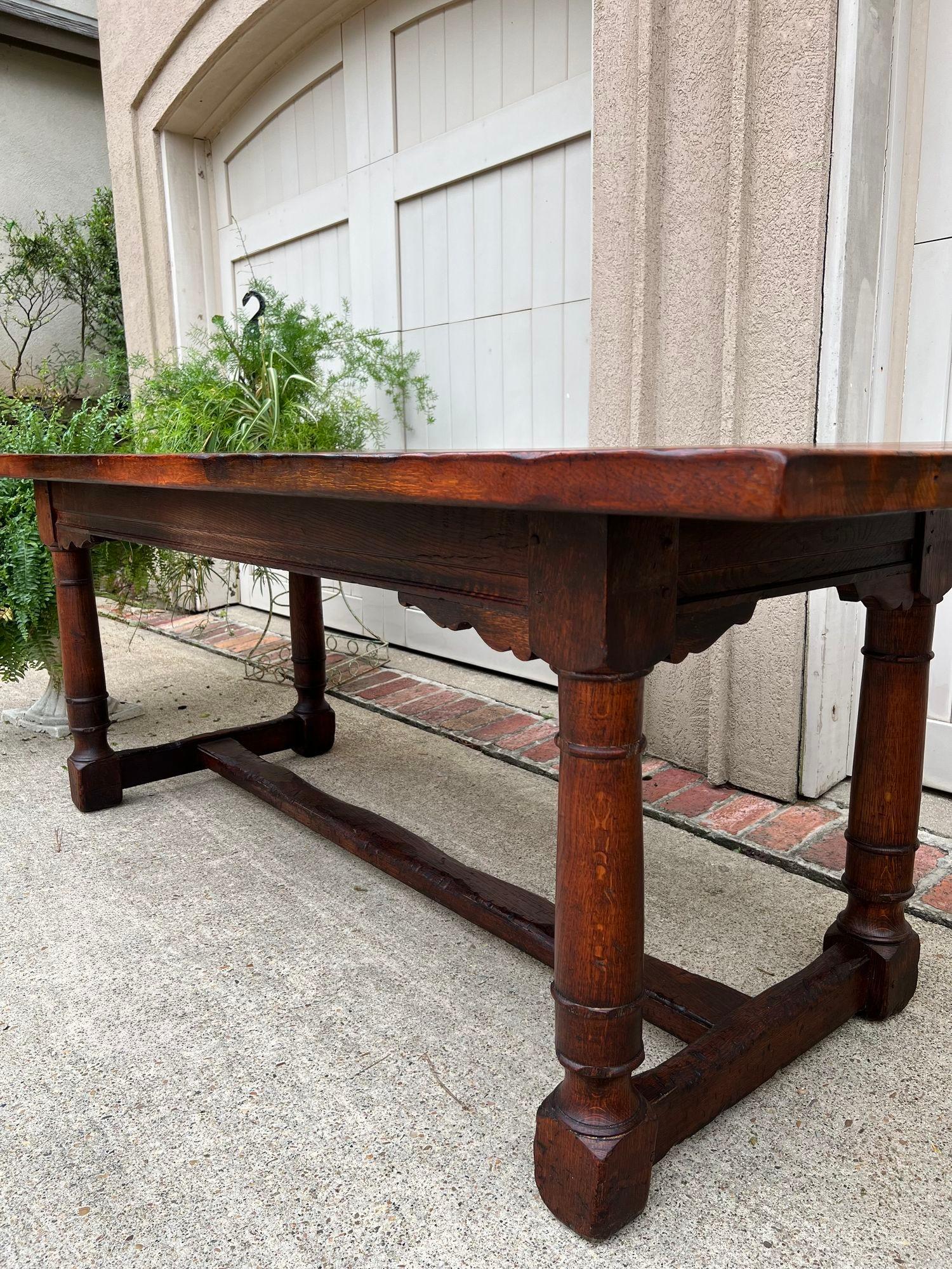 Antique French Oak Dining Farm Bakers Table Conference Office Library Desk c1920 2