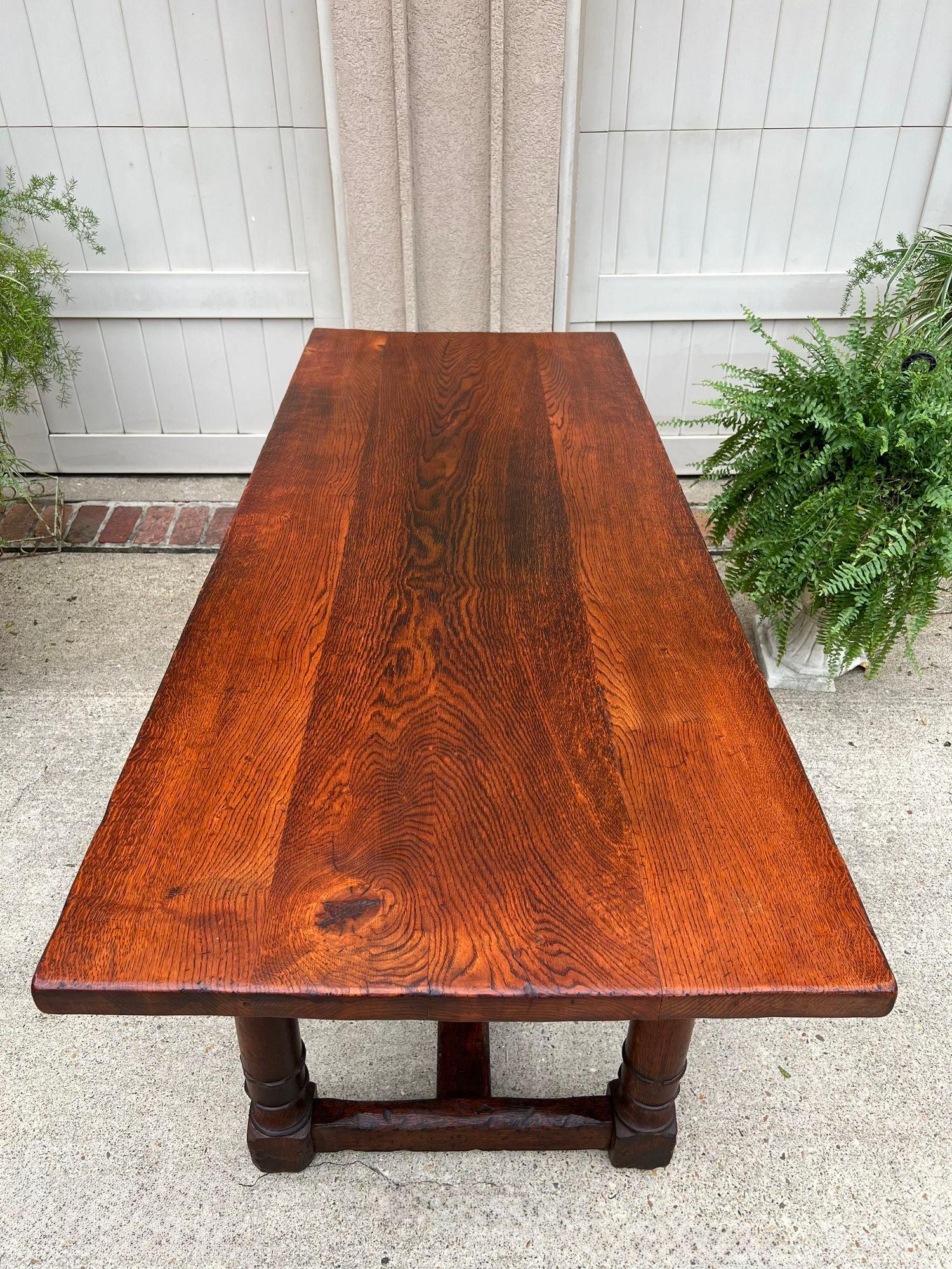 Antique French Oak Dining Farm Bakers Table Conference Office Library Desk c1920 4