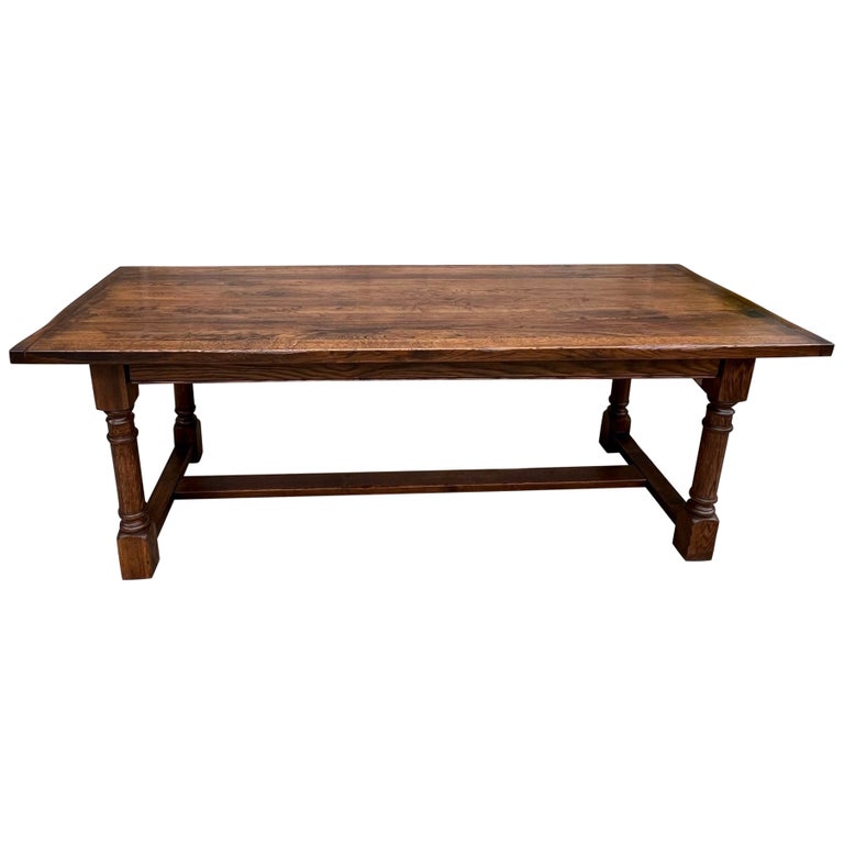 Antique French Oak Dining Farm Bakers Table Conference Office