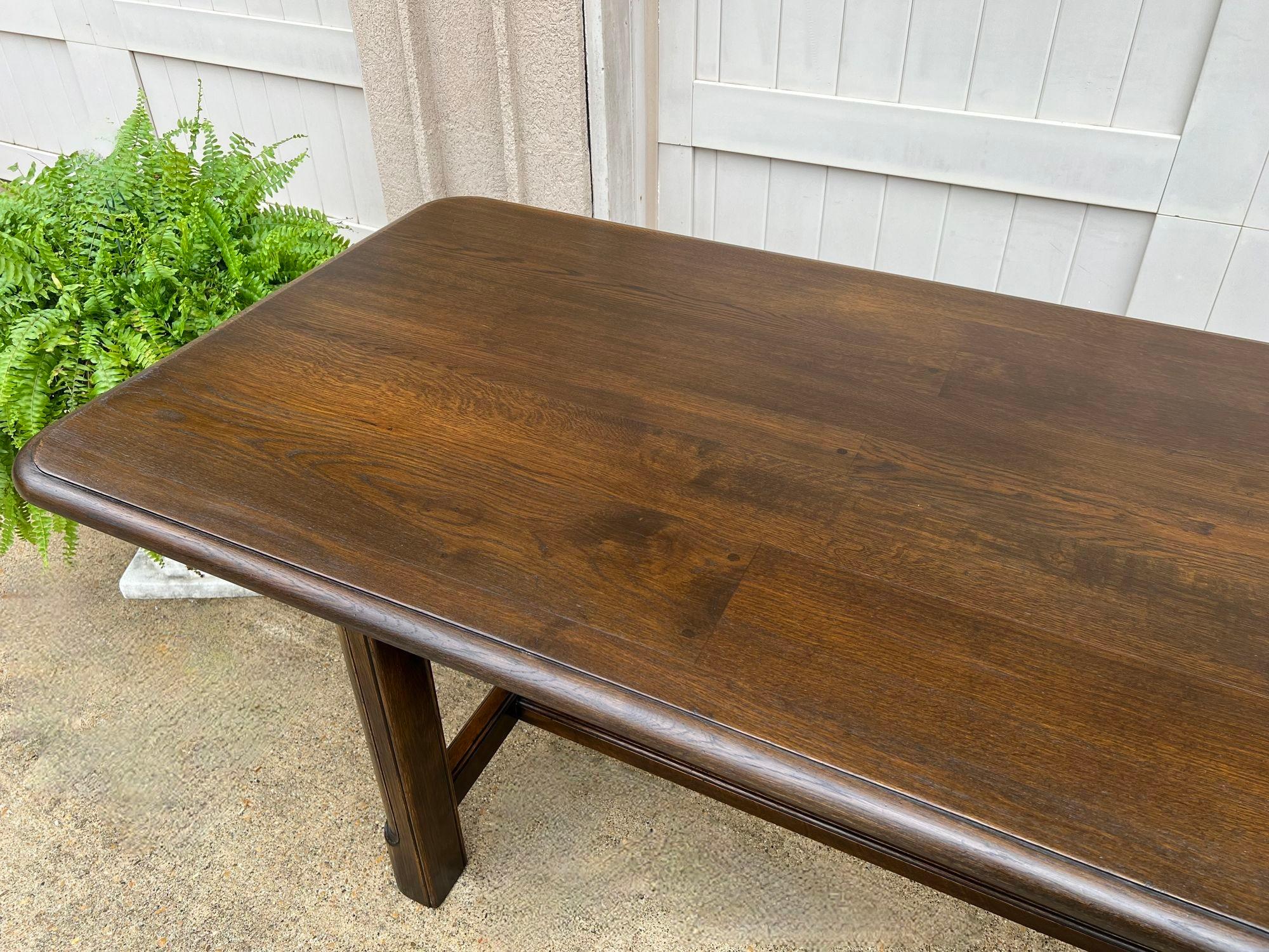 Antique French Oak Dining Farm Table Conference Office Desk LARGE 7 ft For Sale 3